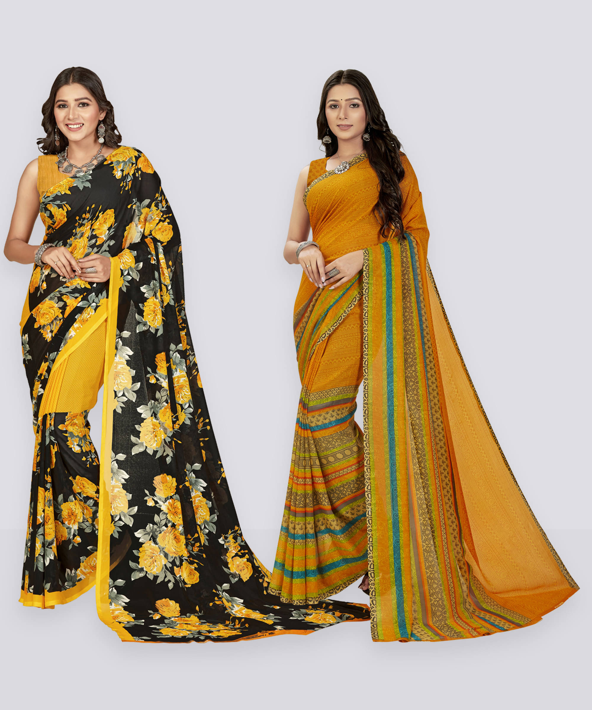 ANAND SAREES Georgette Printed Saree With Unstitched Blouse Piece ( Multicolor ) ANAND SAREES Georgette Printed Saree With Unstitched Blouse Piece ( Multicolor )