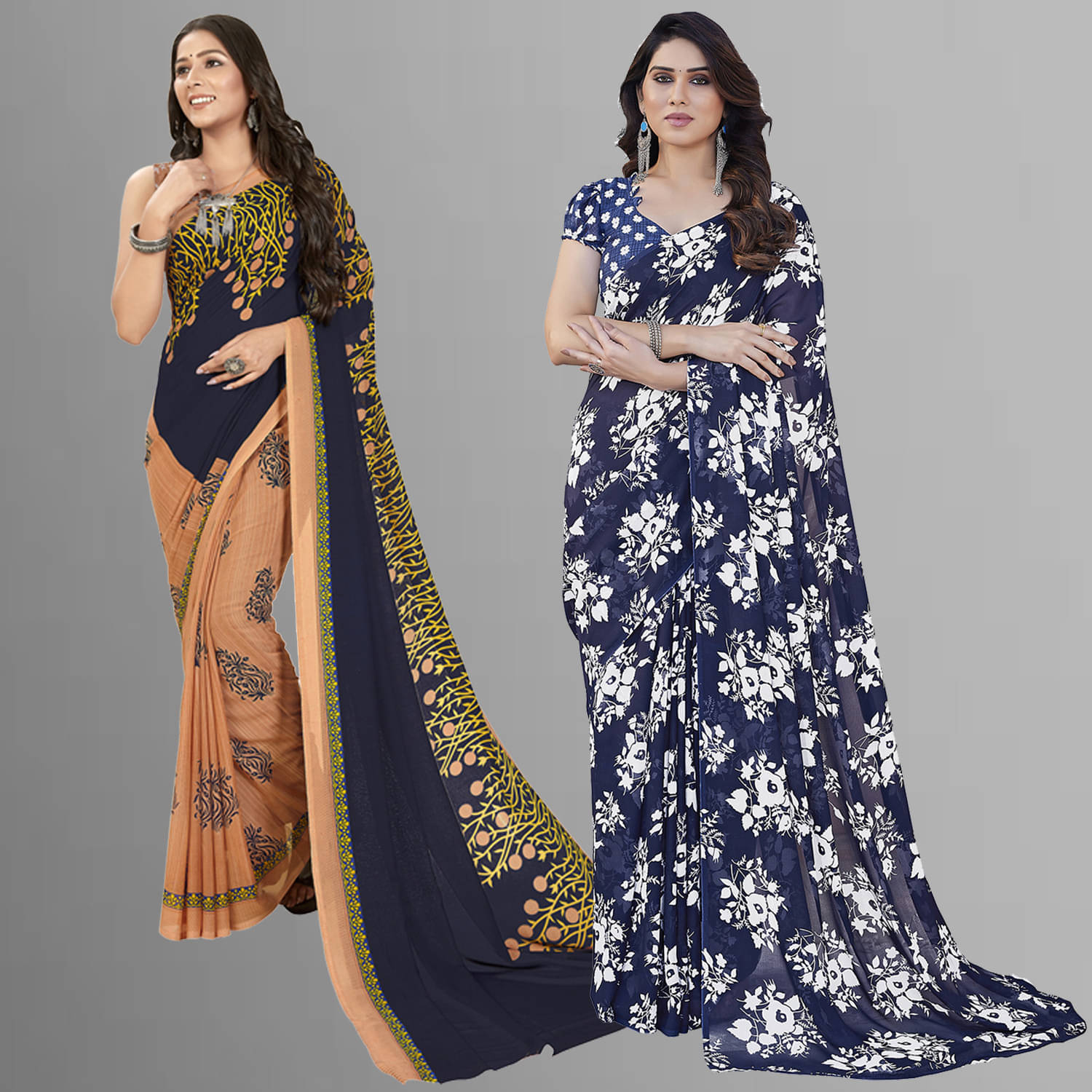 ANAND SAREES Georgette Printed Saree With Unstitched Blouse Piece ( Multicolor ) ANAND SAREES Georgette Printed Saree With Unstitched Blouse Piece ( Multicolor )