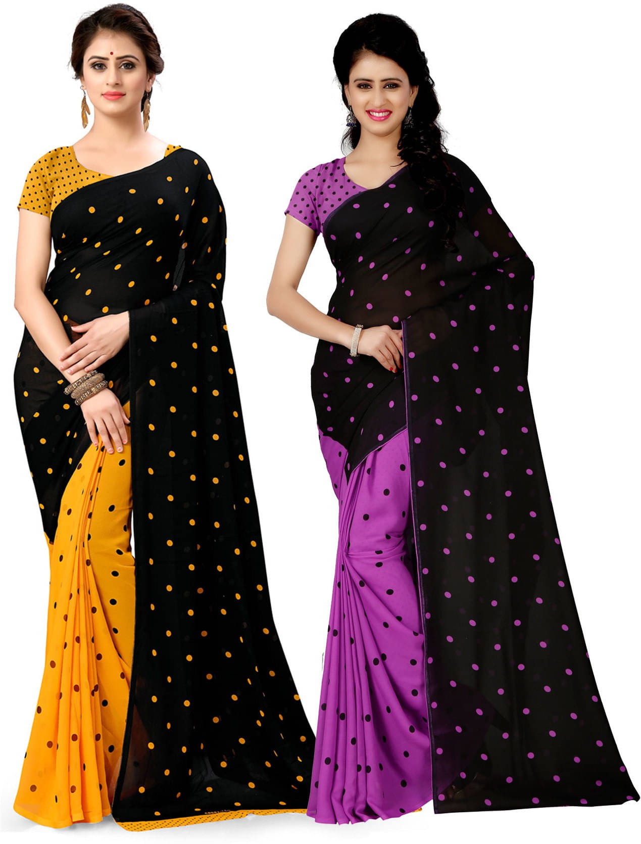 ANAND SAREES Georgette Printed Saree With Unstitched Blouse Piece ( Black )     			ANAND SAREES Georgette Printed Saree With Unstitched Blouse Piece ( Black )