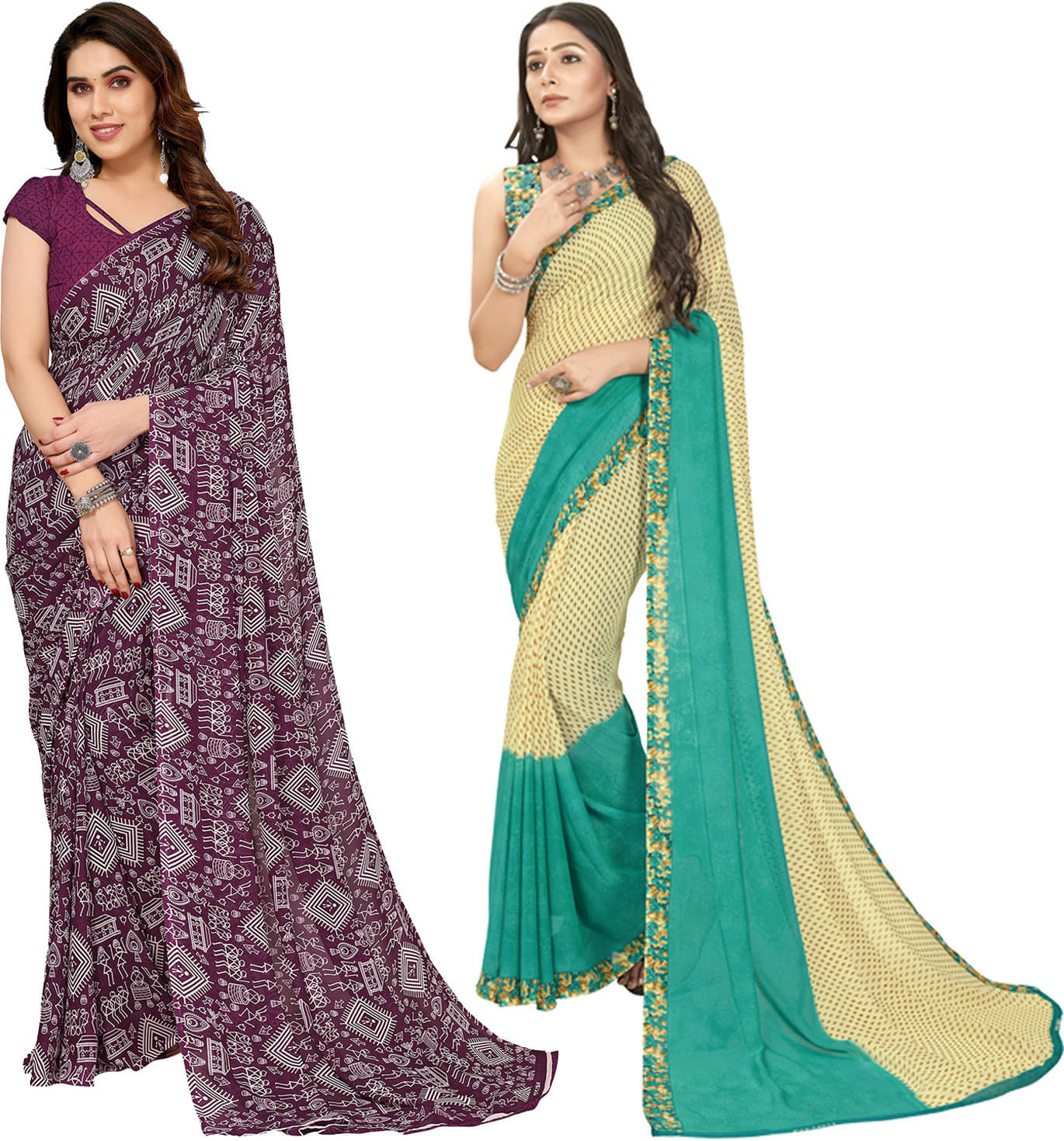     			ANAND SAREES Georgette Printed Saree With Unstitched Blouse Piece ( Multicolor )