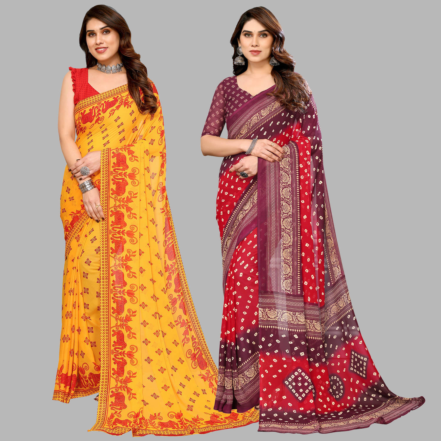 ANAND SAREES Georgette Printed Saree With Unstitched Blouse Piece ( Multicolor ) ANAND SAREES Georgette Printed Saree With Unstitched Blouse Piece ( Multicolor )