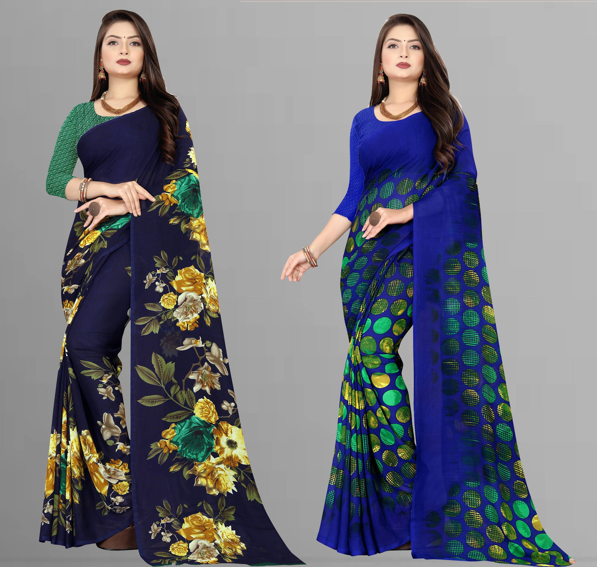     			ANAND SAREES Georgette Printed Saree With Unstitched Blouse Piece ( Multicolor )