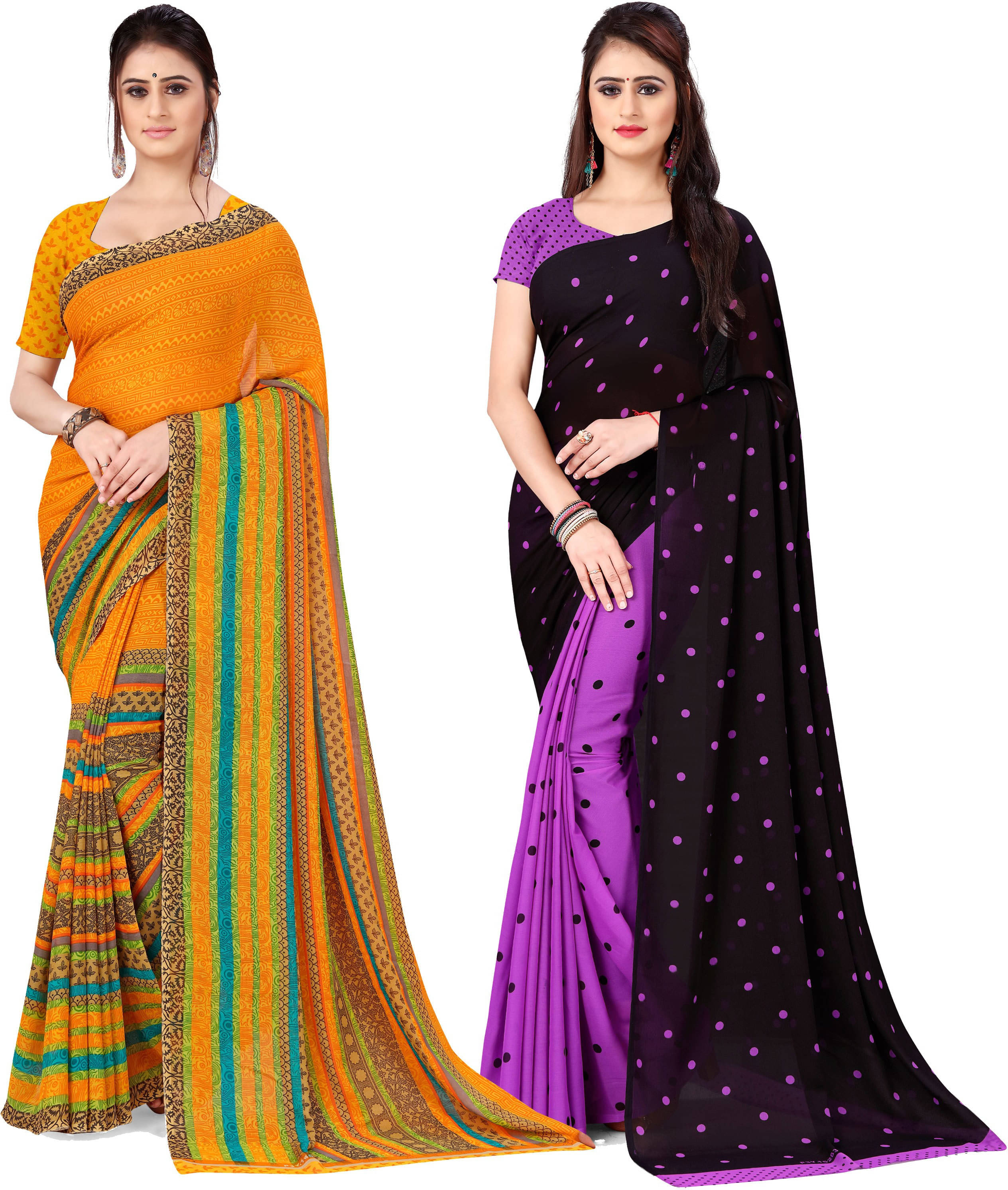     			ANAND SAREES Georgette Printed Saree With Unstitched Blouse Piece ( Multicolor )