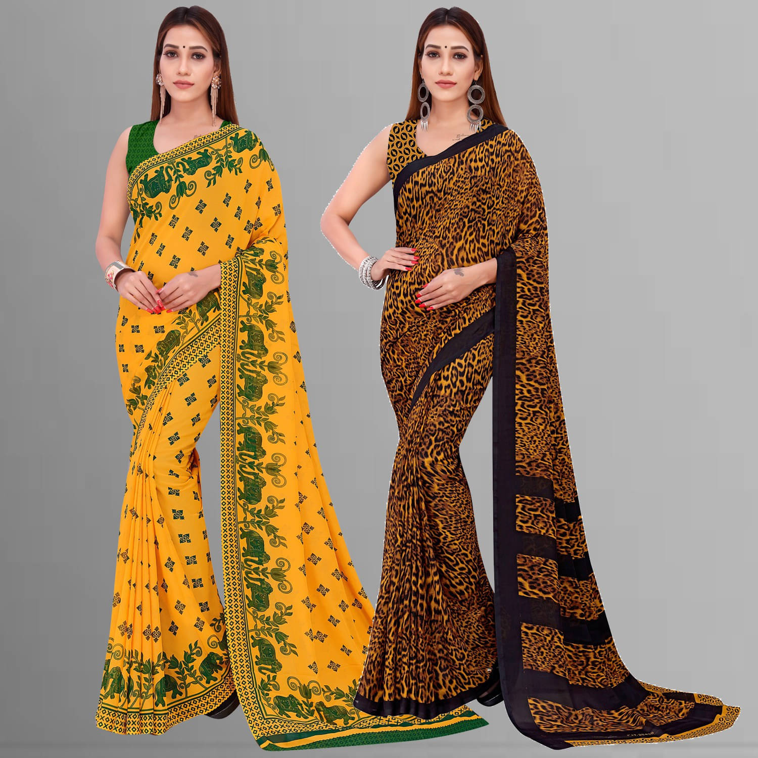     			ANAND SAREES Georgette Printed Saree With Unstitched Blouse Piece ( Multicolor )