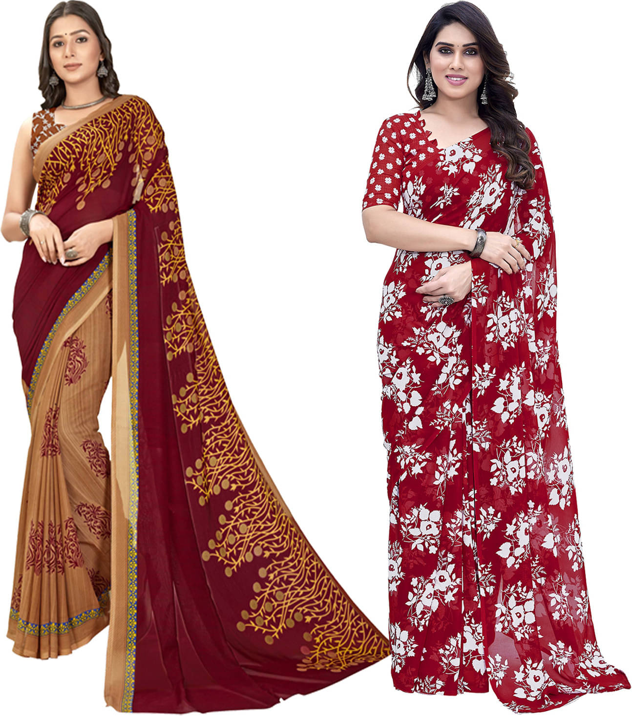 ANAND SAREES Georgette Printed Saree With Unstitched Blouse Piece ( Multicolor ) ANAND SAREES Georgette Printed Saree With Unstitched Blouse Piece ( Multicolor )