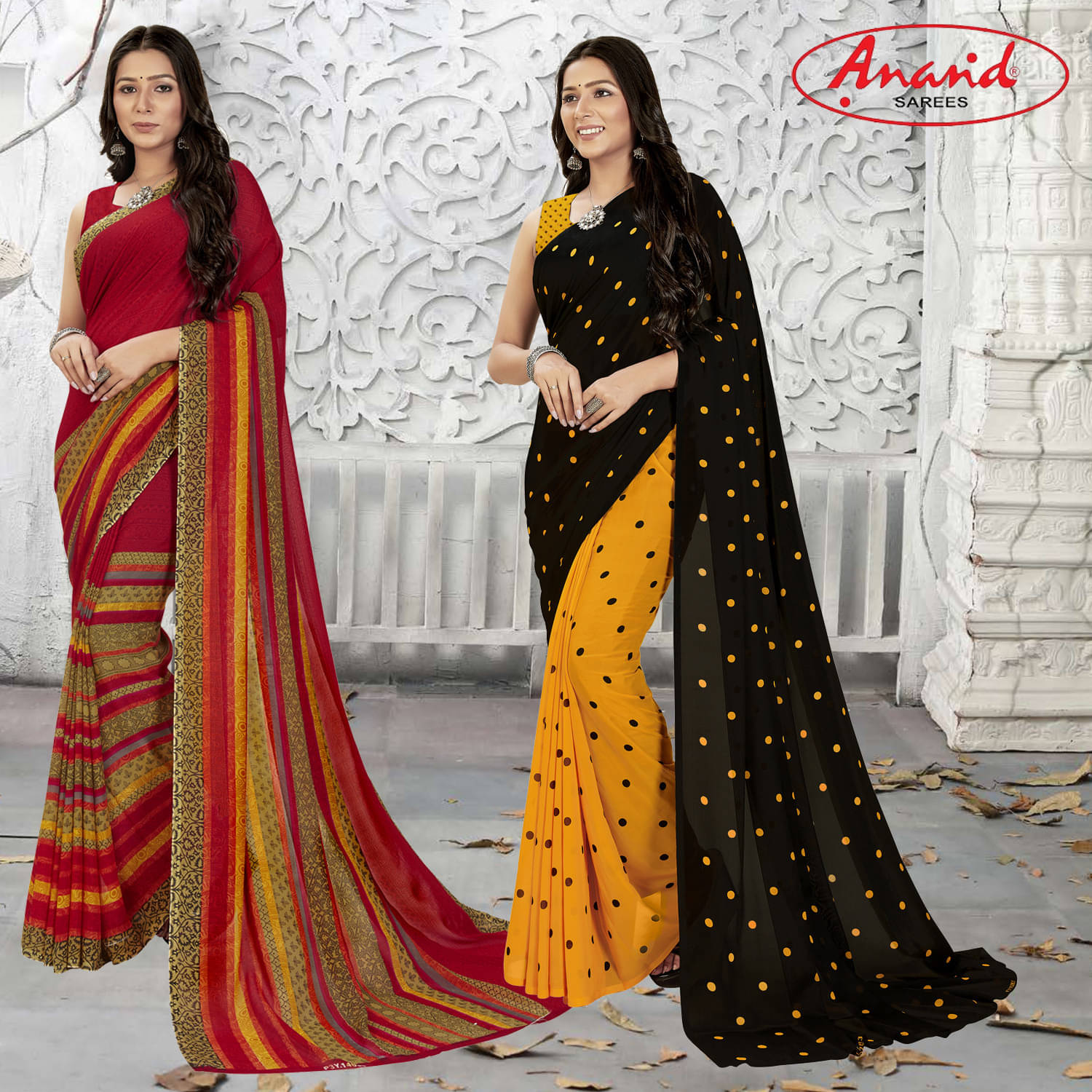 ANAND SAREES Georgette Printed Saree With Unstitched Blouse Piece ( Multicolor ) ANAND SAREES Georgette Printed Saree With Unstitched Blouse Piece ( Multicolor )