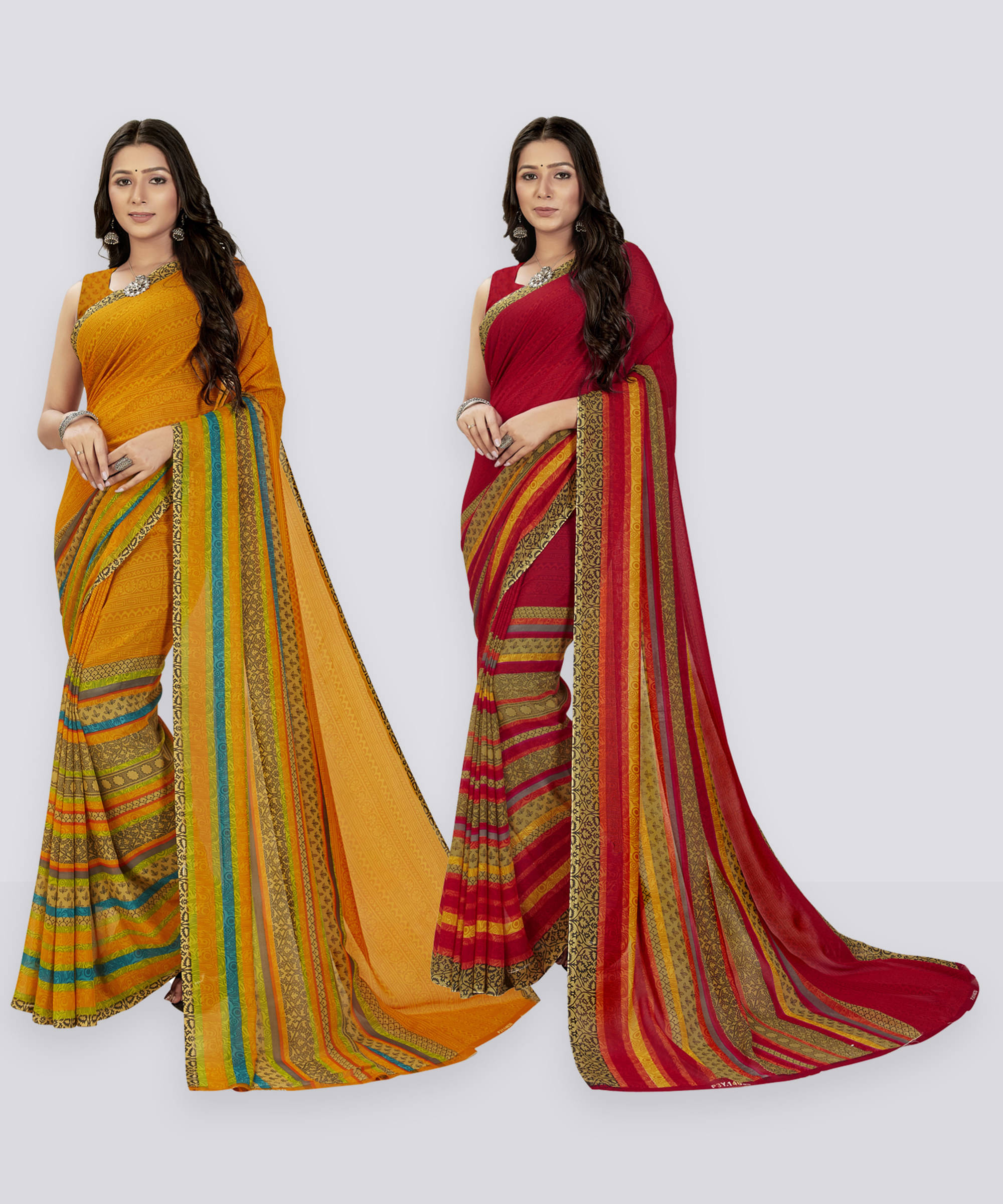 ANAND SAREES Georgette Printed Saree With Unstitched Blouse Piece ( Red ) ANAND SAREES Georgette Printed Saree With Unstitched Blouse Piece ( Red )