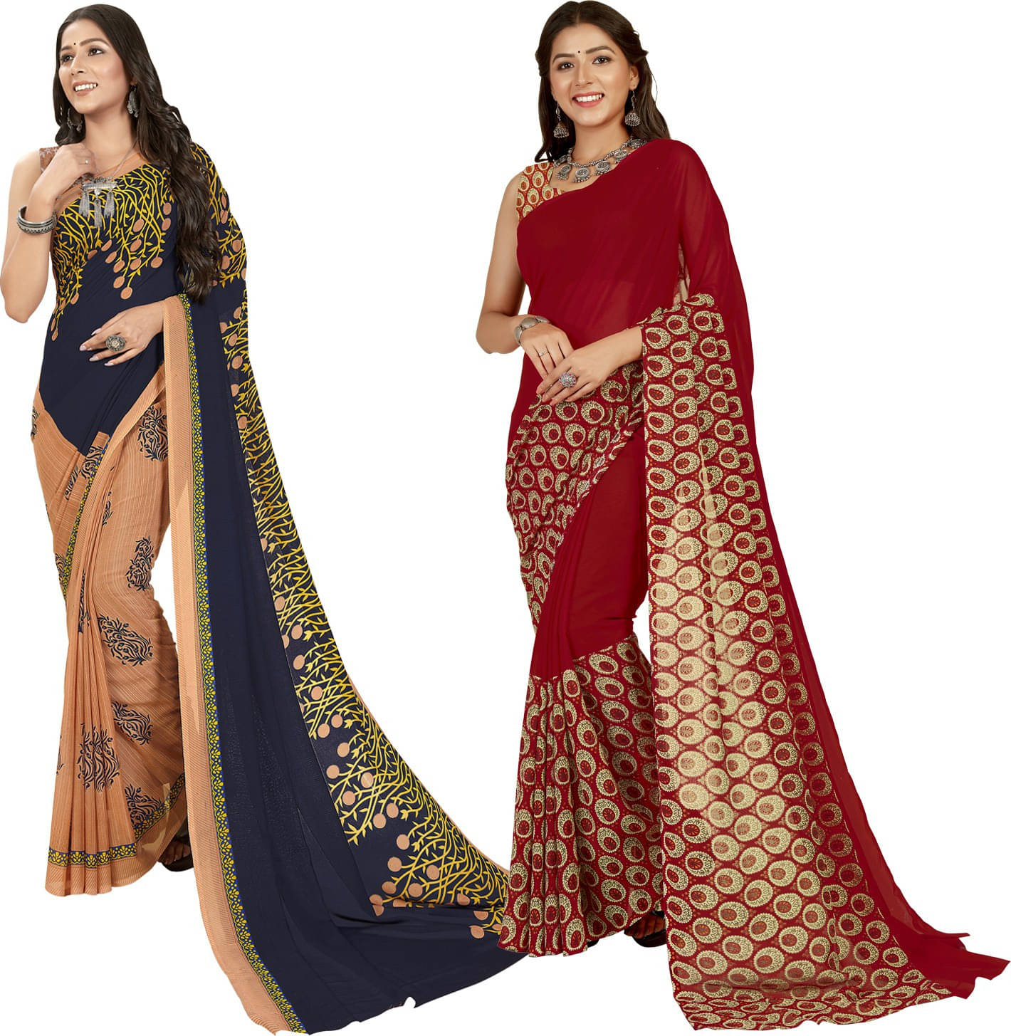 ANAND SAREES Georgette Printed Saree With Unstitched Blouse Piece ( Multicolor ) ANAND SAREES Georgette Printed Saree With Unstitched Blouse Piece ( Multicolor )