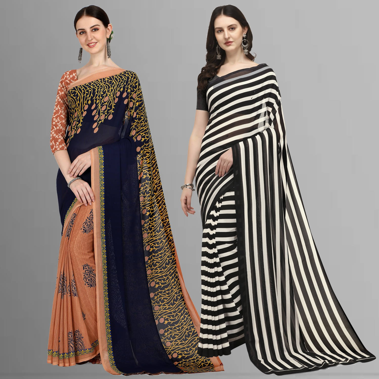    			ANAND SAREES Georgette Printed Saree With Unstitched Blouse Piece ( Multicolor )