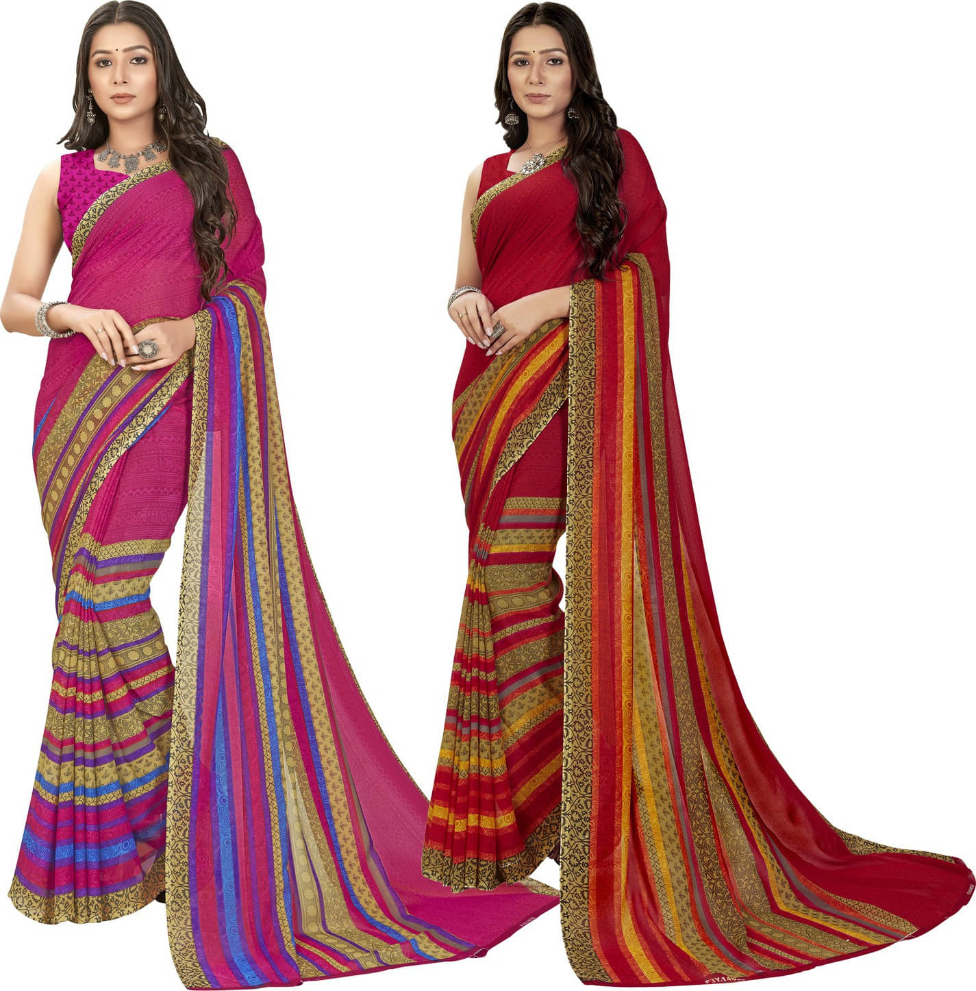 ANAND SAREES Georgette Printed Saree With Unstitched Blouse Piece ( Red ) ANAND SAREES Georgette Printed Saree With Unstitched Blouse Piece ( Red )