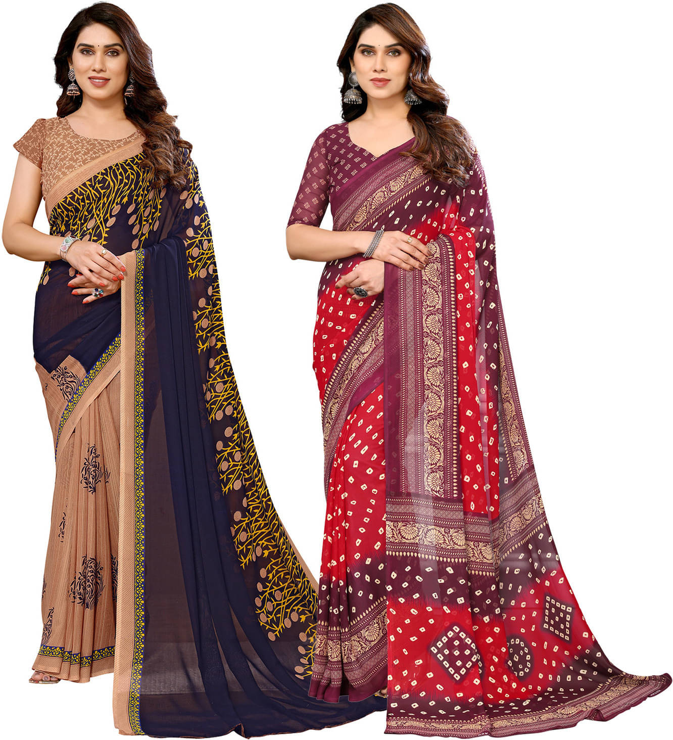     			ANAND SAREES Georgette Printed Saree With Unstitched Blouse Piece ( Multicolor )