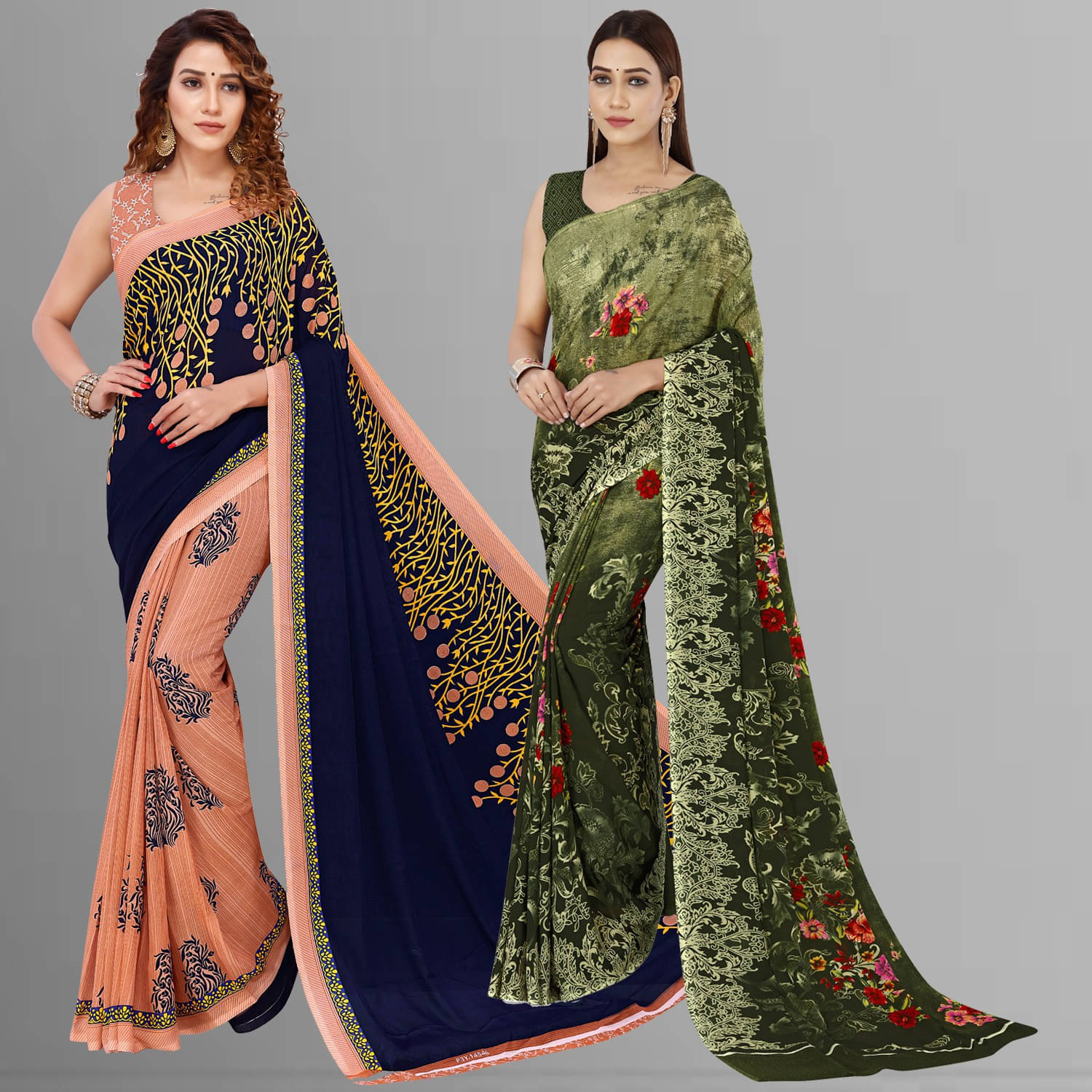 ANAND SAREES Georgette Printed Saree With Unstitched Blouse Piece ( Multicolor )     			ANAND SAREES Georgette Printed Saree With Unstitched Blouse Piece ( Multicolor )