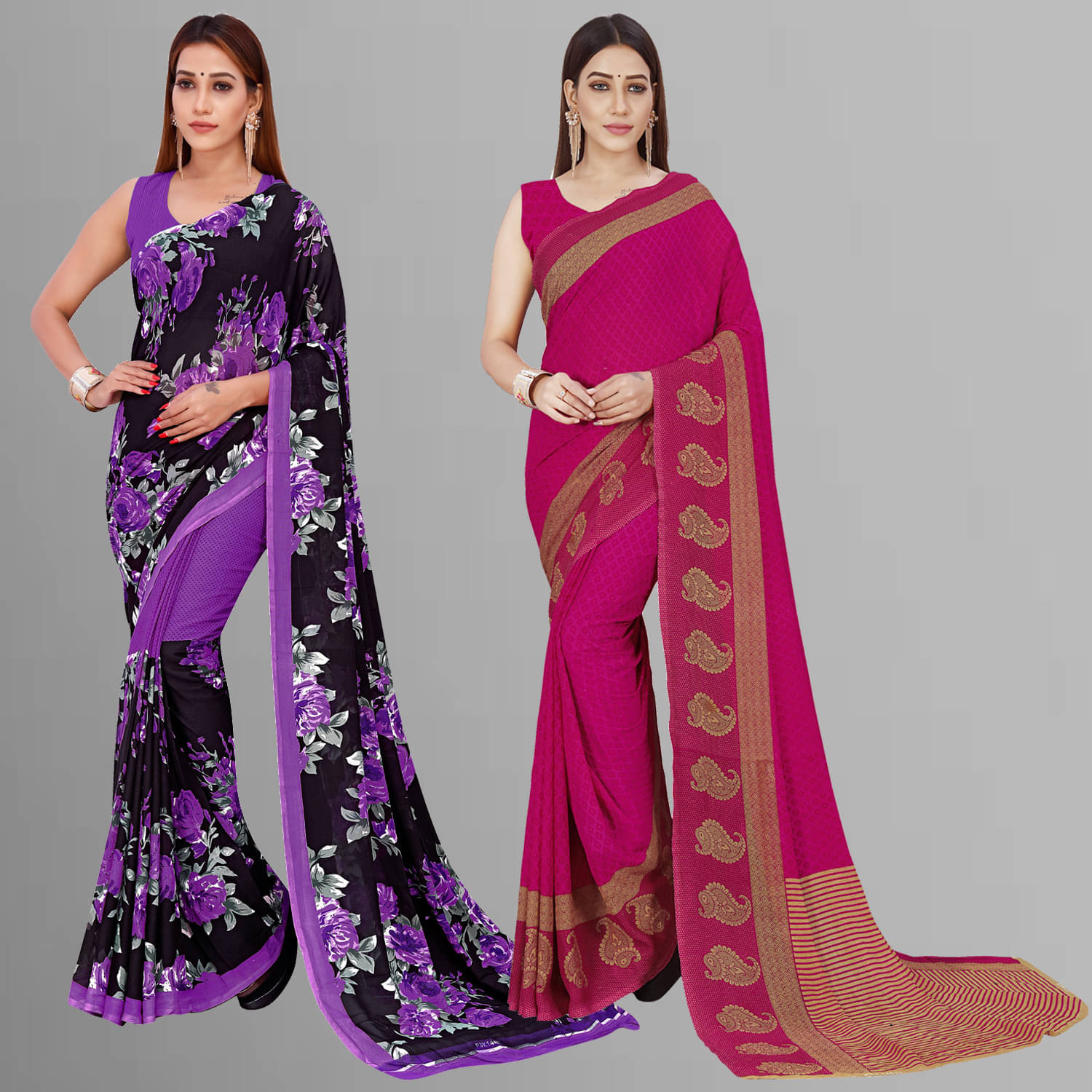 ANAND SAREES Georgette Printed Saree With Unstitched Blouse Piece ( Multicolor )     			ANAND SAREES Georgette Printed Saree With Unstitched Blouse Piece ( Multicolor )