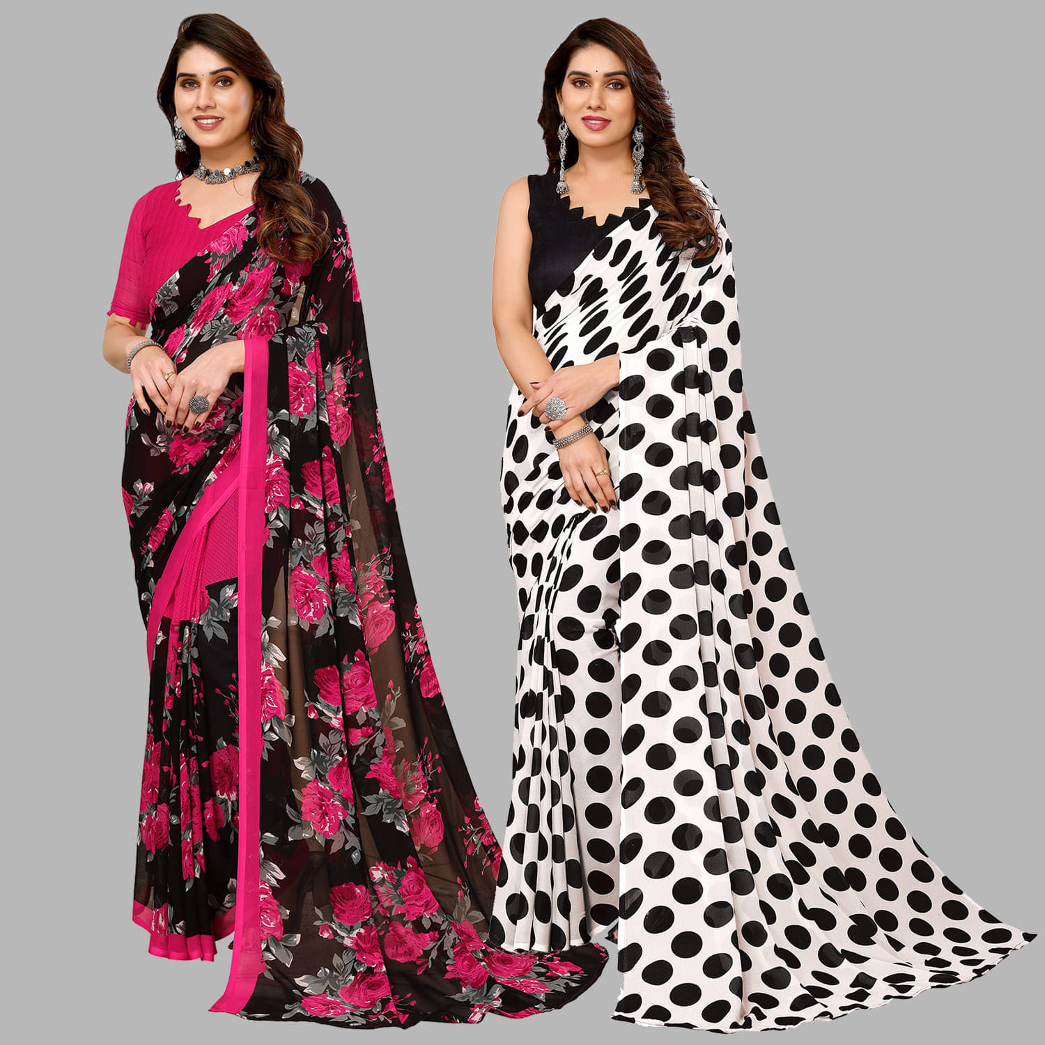     			ANAND SAREES Georgette Printed Saree With Unstitched Blouse Piece ( Multicolor )
