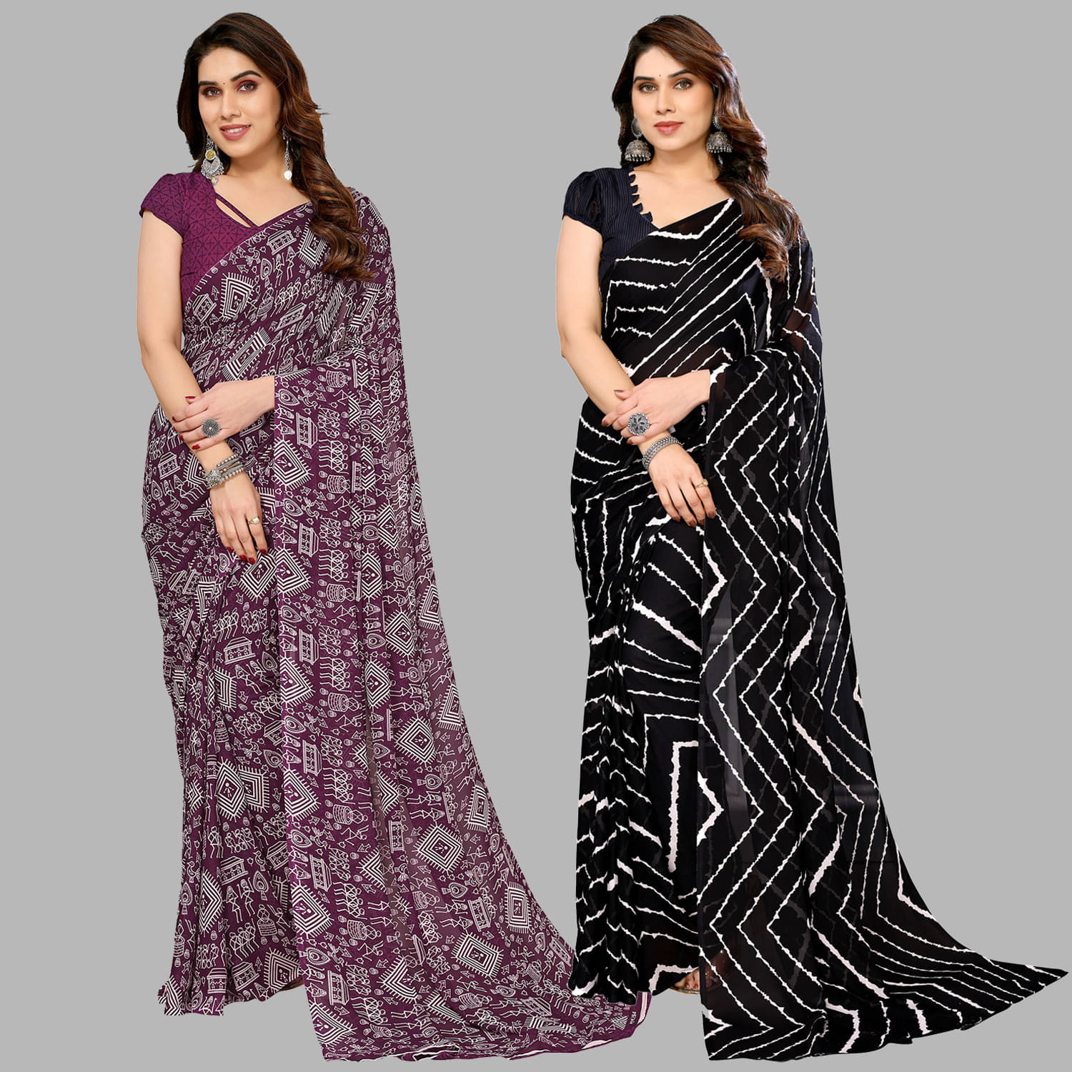 ANAND SAREES Georgette Printed Saree With Unstitched Blouse Piece ( Multicolor ) ANAND SAREES Georgette Printed Saree With Unstitched Blouse Piece ( Multicolor )