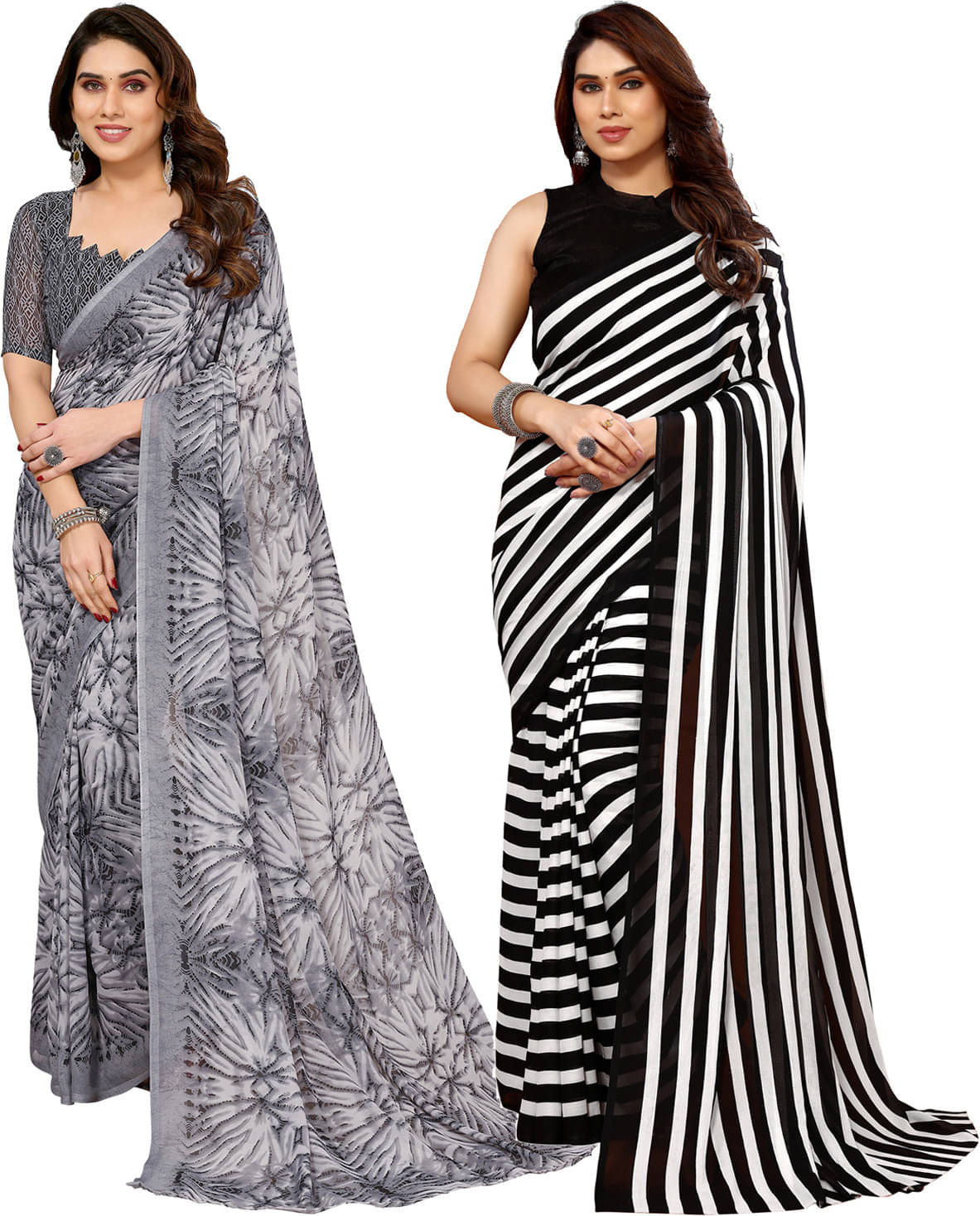     			ANAND SAREES Georgette Printed Saree With Unstitched Blouse Piece ( Multicolor )