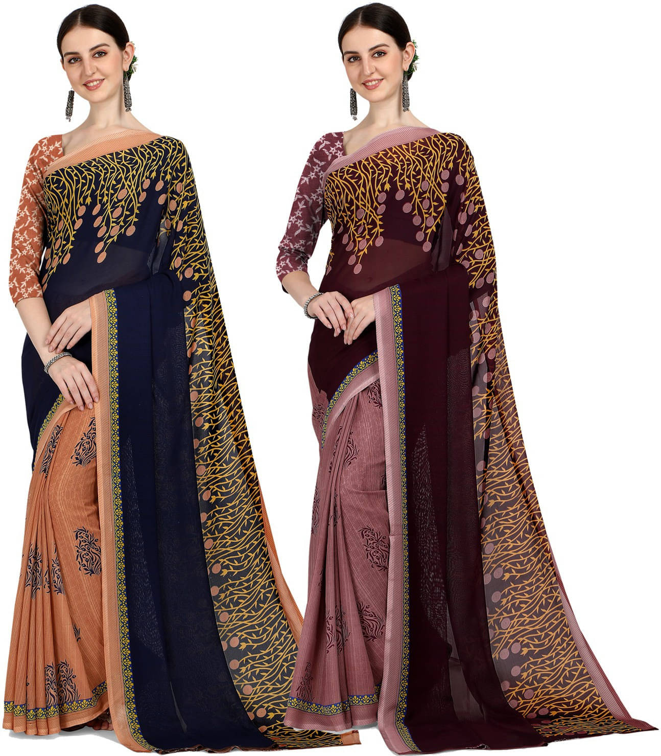     			ANAND SAREES Georgette Printed Saree With Unstitched Blouse Piece ( Multicolor )