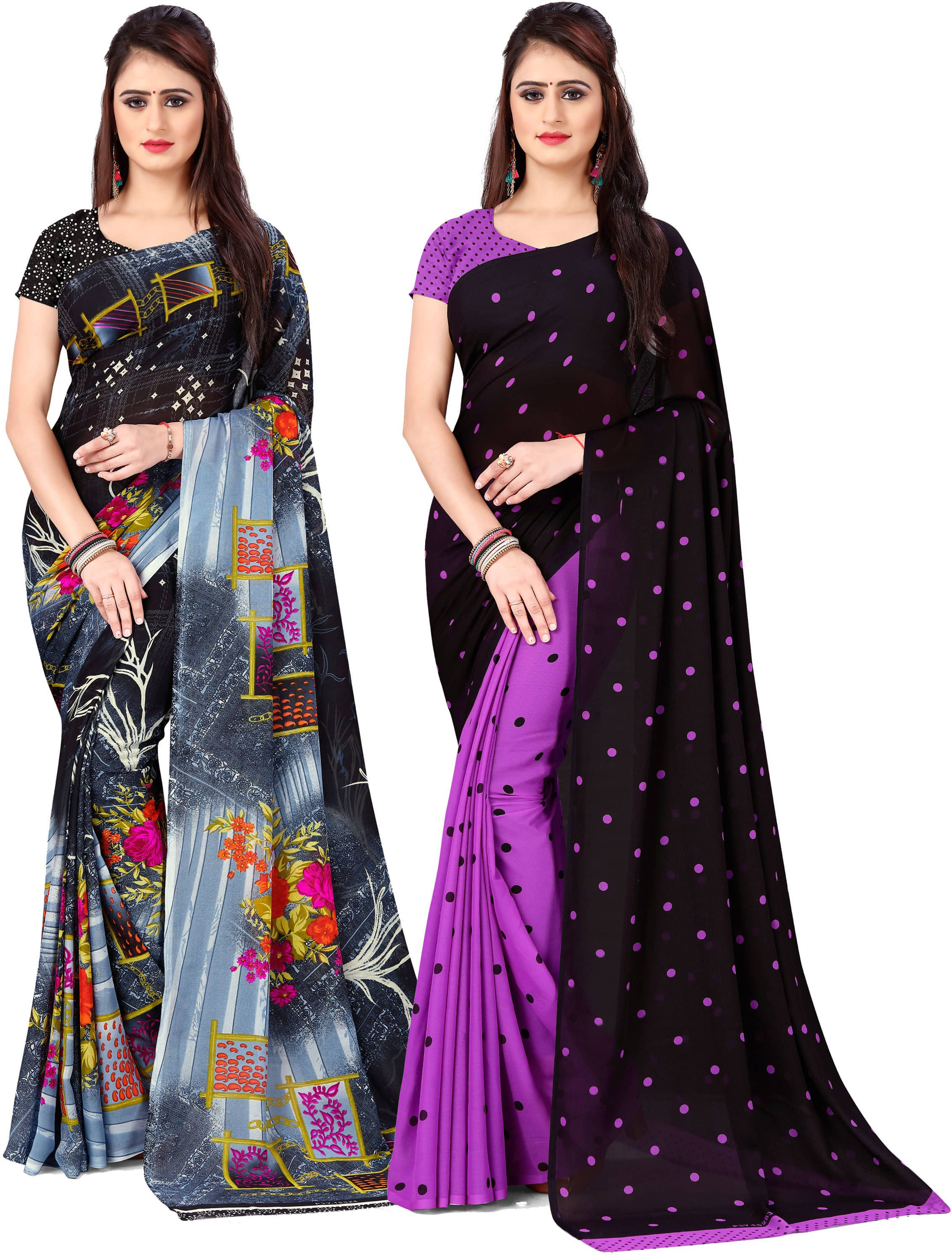     			ANAND SAREES Georgette Printed Saree With Unstitched Blouse Piece ( Multicolor )