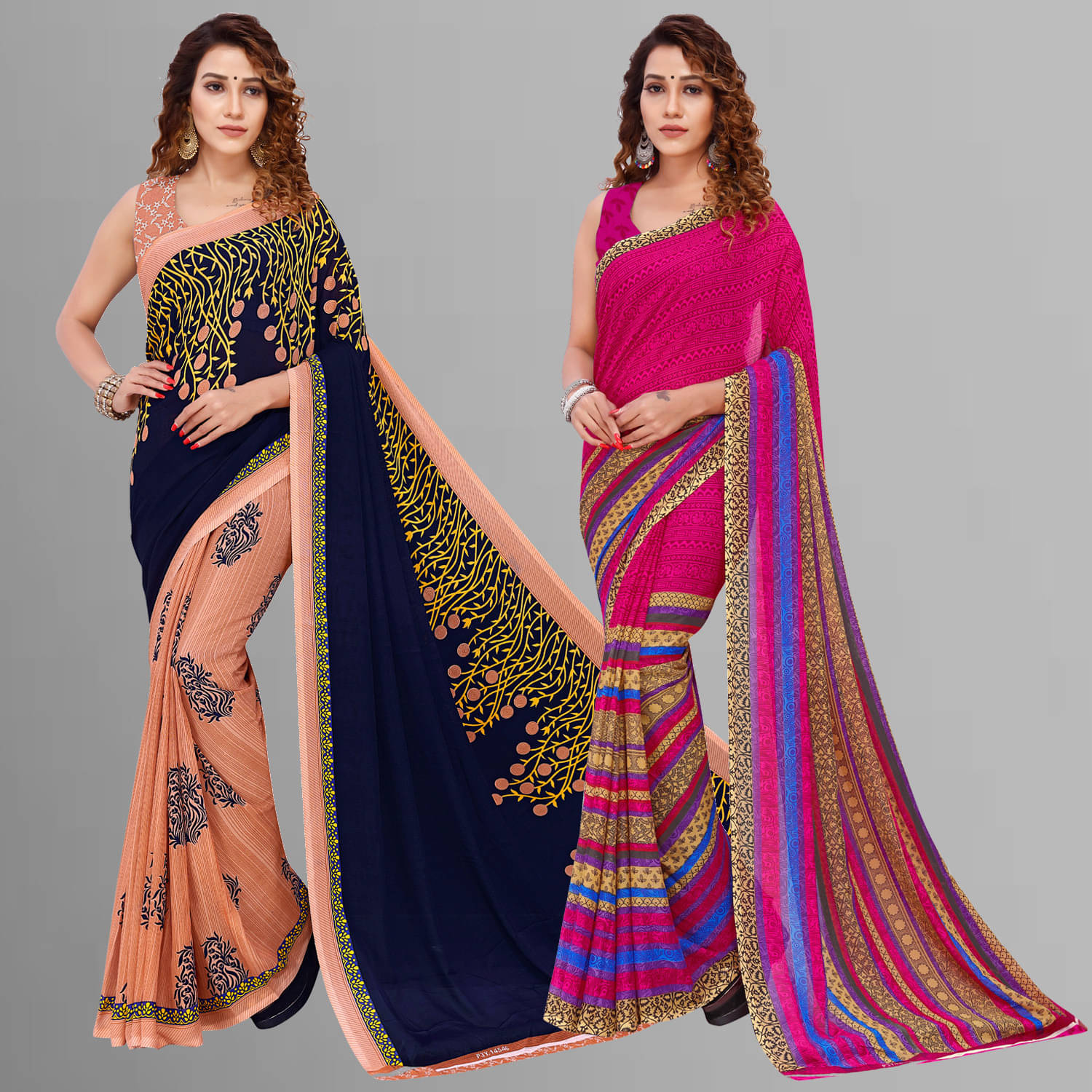     			ANAND SAREES Georgette Printed Saree With Unstitched Blouse Piece ( Multicolor )