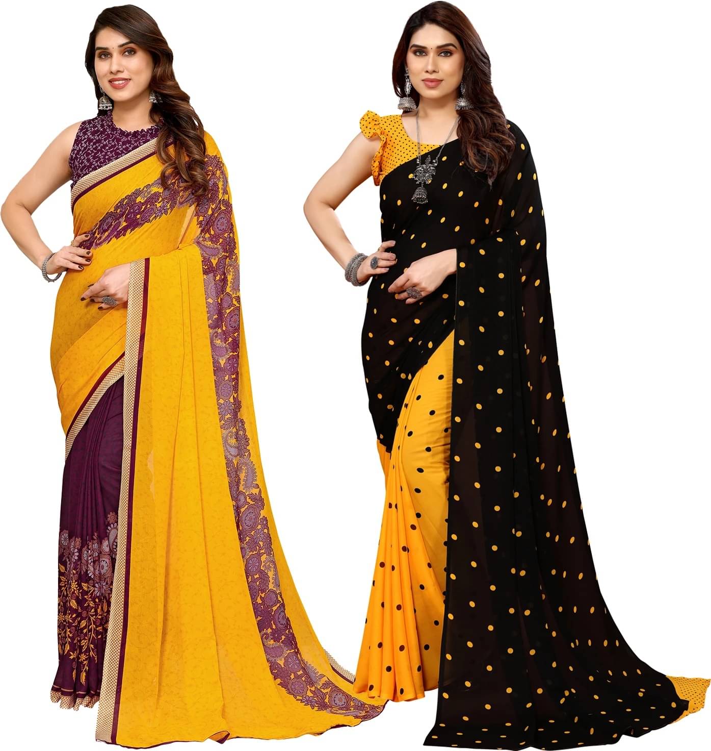 ANAND SAREES Georgette Printed Saree With Unstitched Blouse Piece ( Multicolor ) ANAND SAREES Georgette Printed Saree With Unstitched Blouse Piece ( Multicolor )