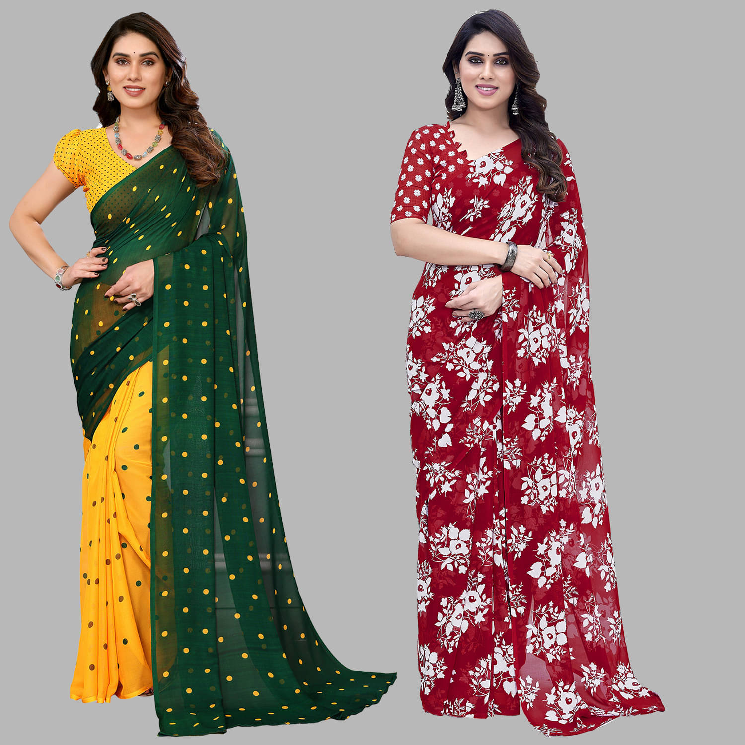 ANAND SAREES Georgette Printed Saree With Unstitched Blouse Piece ( Multicolor ) ANAND SAREES Georgette Printed Saree With Unstitched Blouse Piece ( Multicolor )