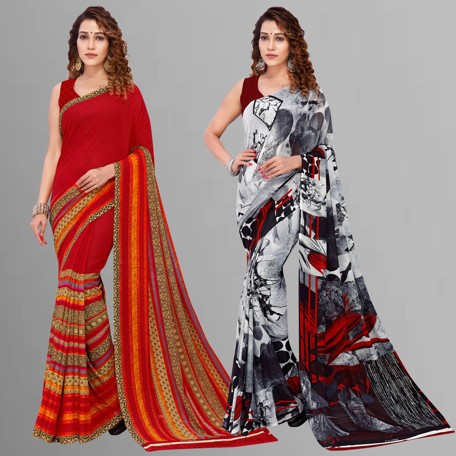 ANAND SAREES Georgette Printed Saree With Unstitched Blouse Piece ( Multicolor )     			ANAND SAREES Georgette Printed Saree With Unstitched Blouse Piece ( Multicolor )