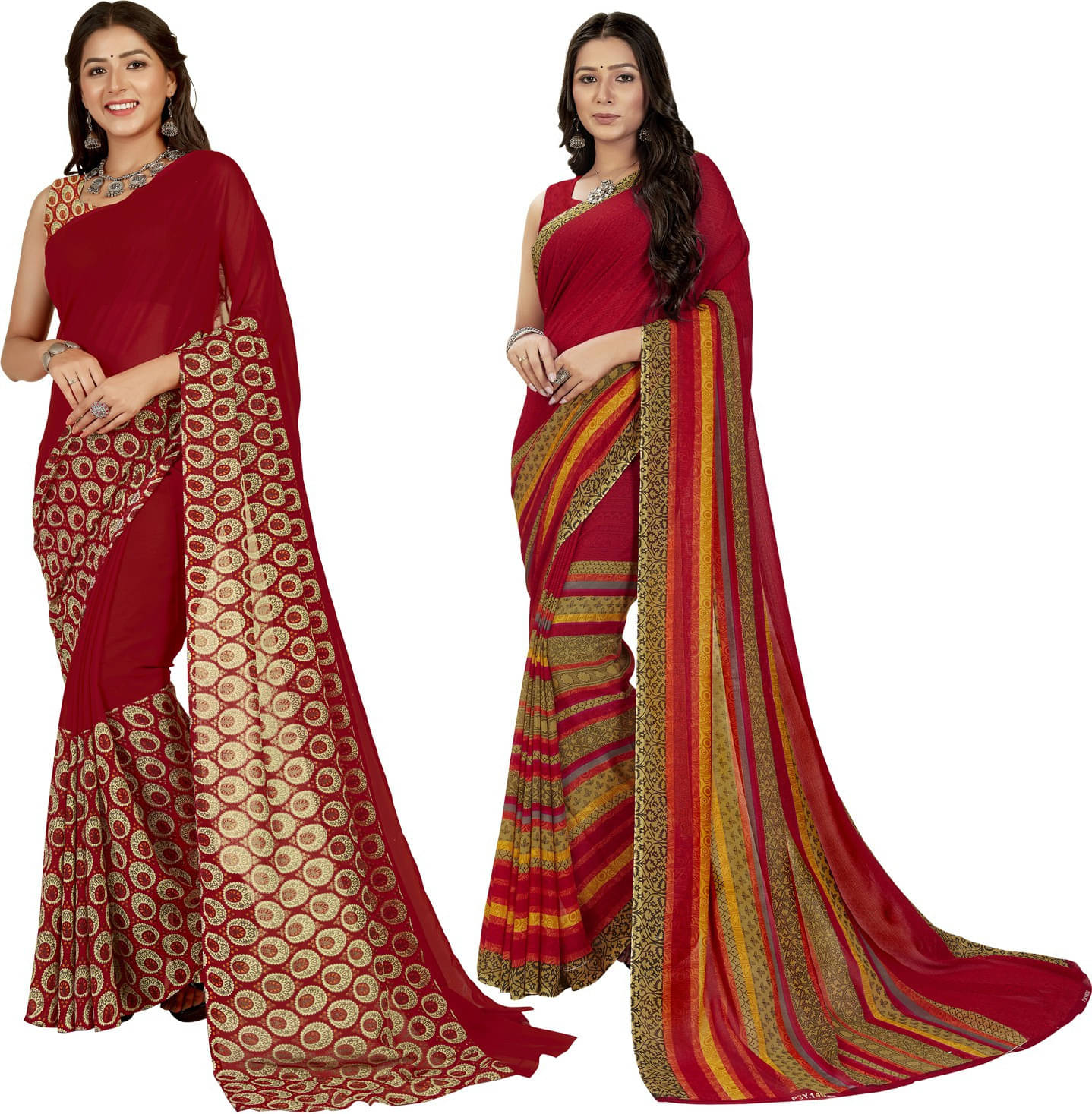     			ANAND SAREES Georgette Printed Saree With Unstitched Blouse Piece ( Red )