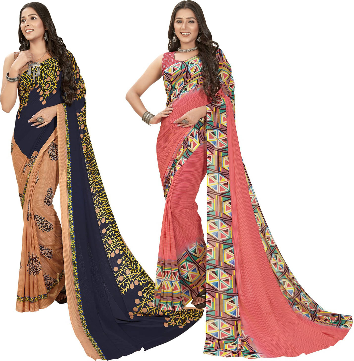     			ANAND SAREES Georgette Printed Saree With Unstitched Blouse Piece ( Multicolor )