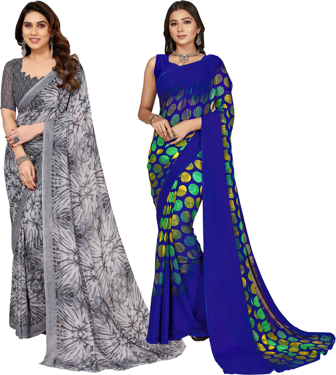     			ANAND SAREES Georgette Printed Saree With Unstitched Blouse Piece ( Multicolor )