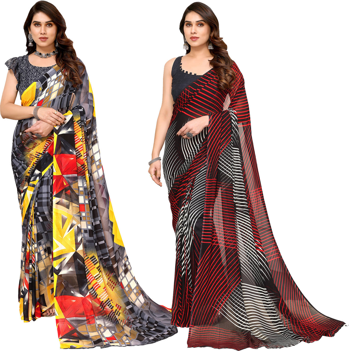 ANAND SAREES Georgette Printed Saree With Unstitched Blouse Piece ( Multicolor ) ANAND SAREES Georgette Printed Saree With Unstitched Blouse Piece ( Multicolor )