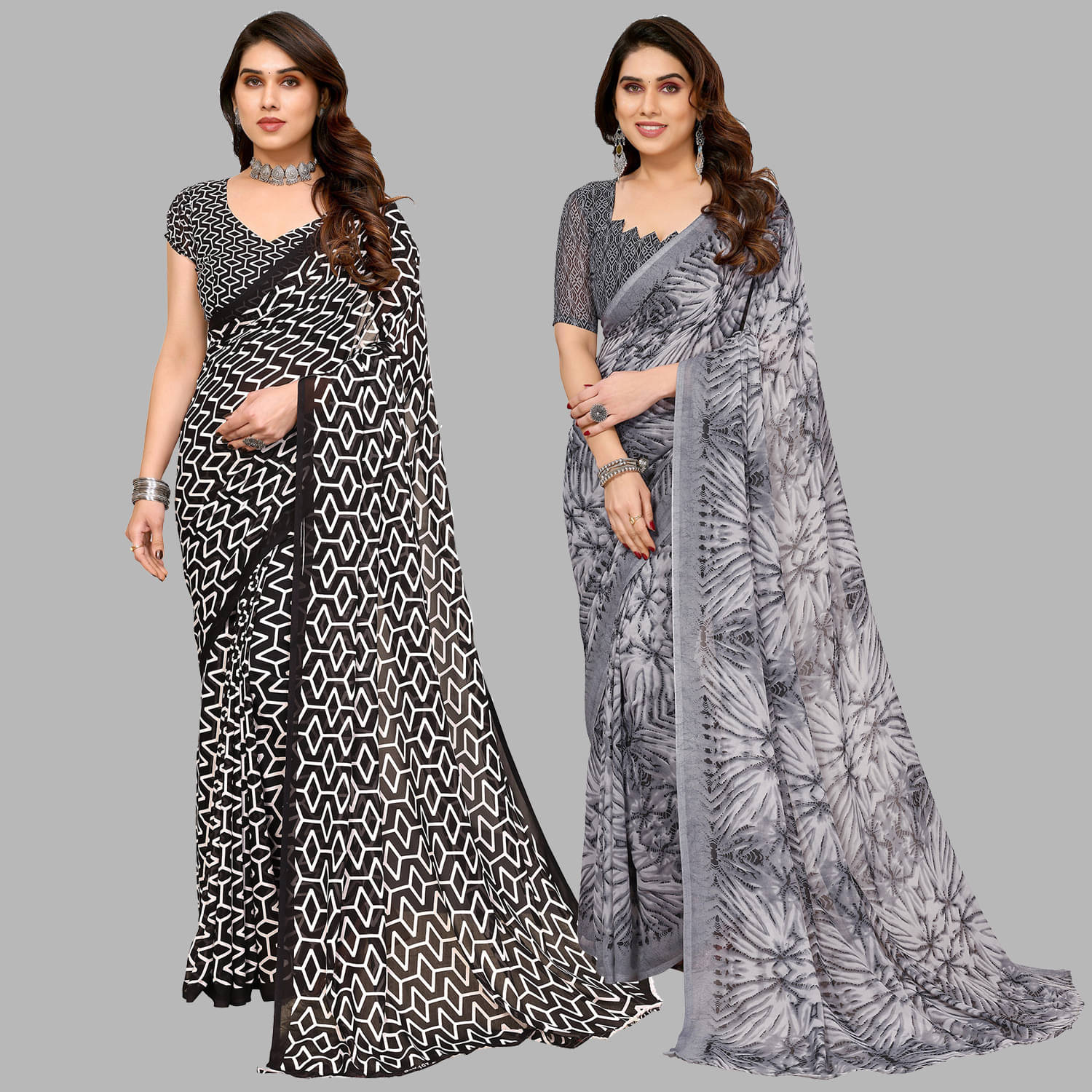 ANAND SAREES Georgette Printed Saree With Unstitched Blouse Piece ( Multicolor ) ANAND SAREES Georgette Printed Saree With Unstitched Blouse Piece ( Multicolor )