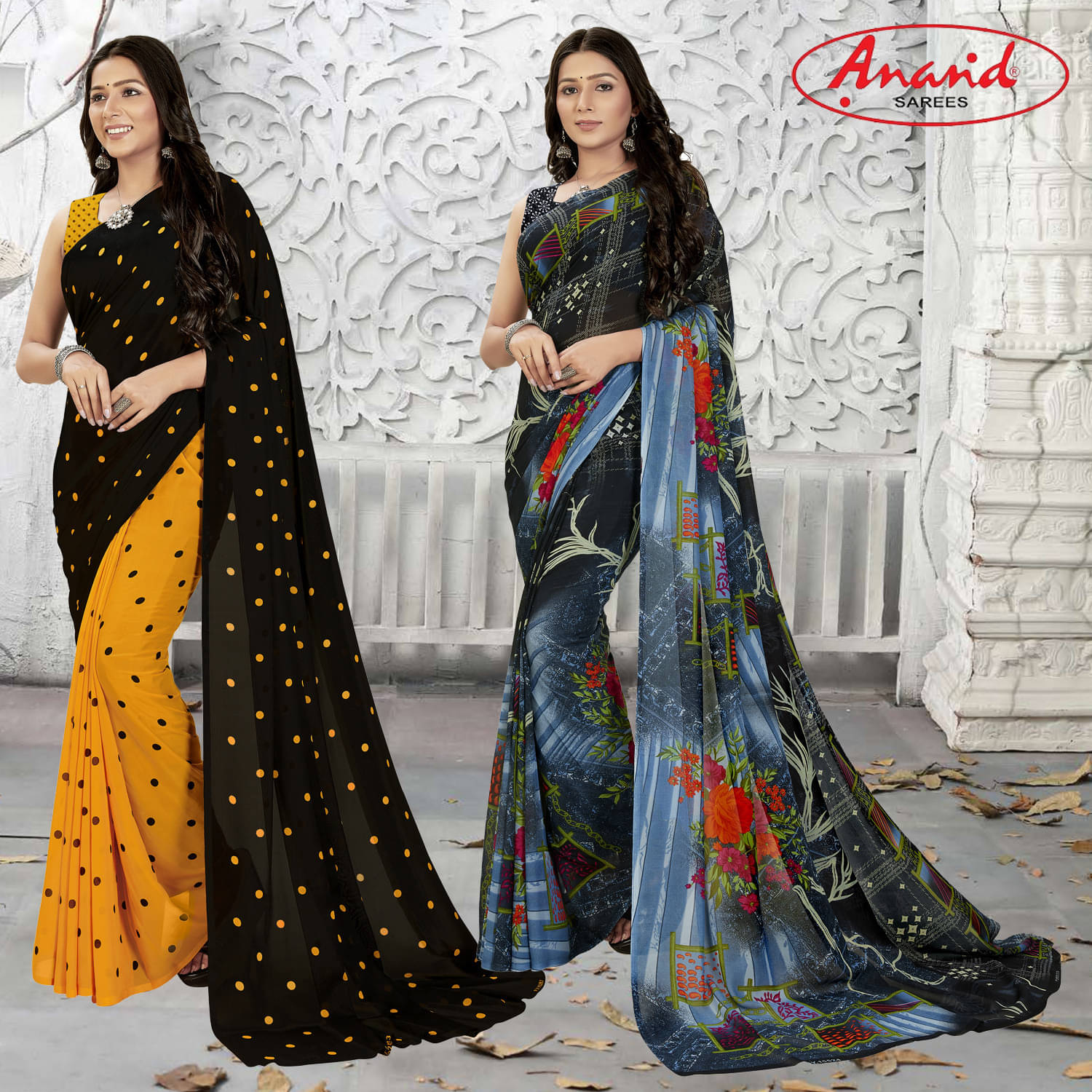 ANAND SAREES Georgette Printed Saree With Unstitched Blouse Piece ( Multicolor )     			ANAND SAREES Georgette Printed Saree With Unstitched Blouse Piece ( Multicolor )