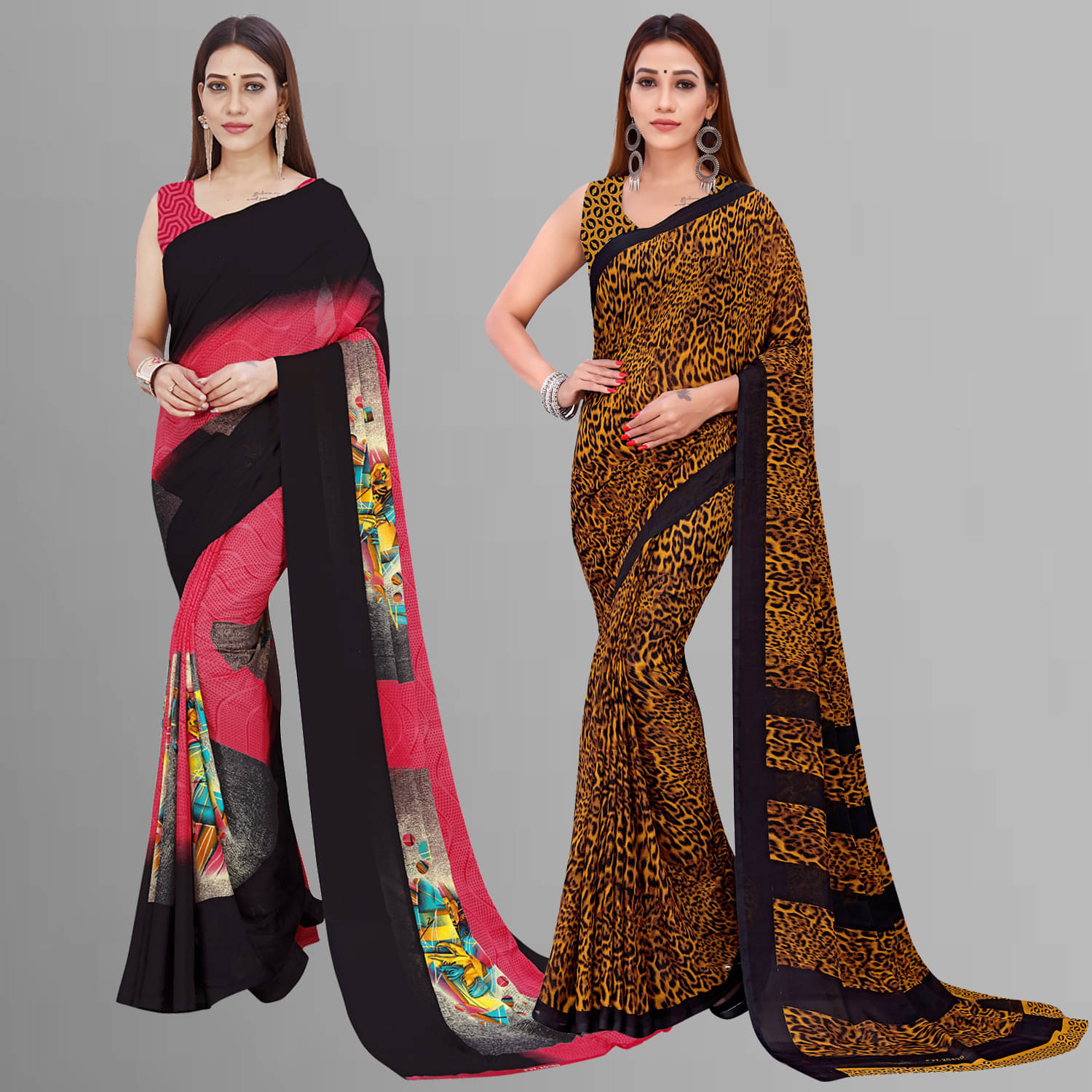 ANAND SAREES Georgette Printed Saree With Unstitched Blouse Piece ( Multicolor ) ANAND SAREES Georgette Printed Saree With Unstitched Blouse Piece ( Multicolor )