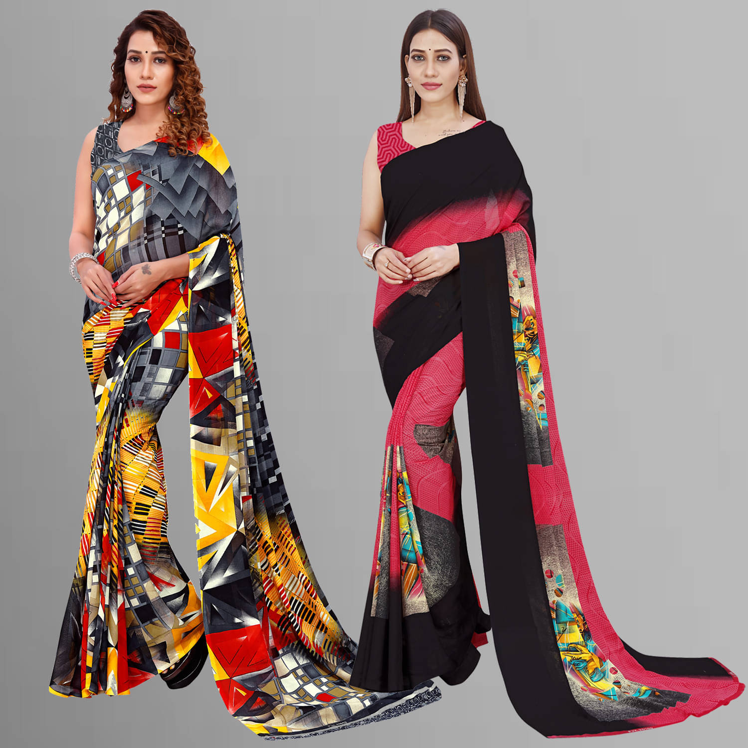 ANAND SAREES Georgette Printed Saree With Unstitched Blouse Piece ( Multicolor ) ANAND SAREES Georgette Printed Saree With Unstitched Blouse Piece ( Multicolor )