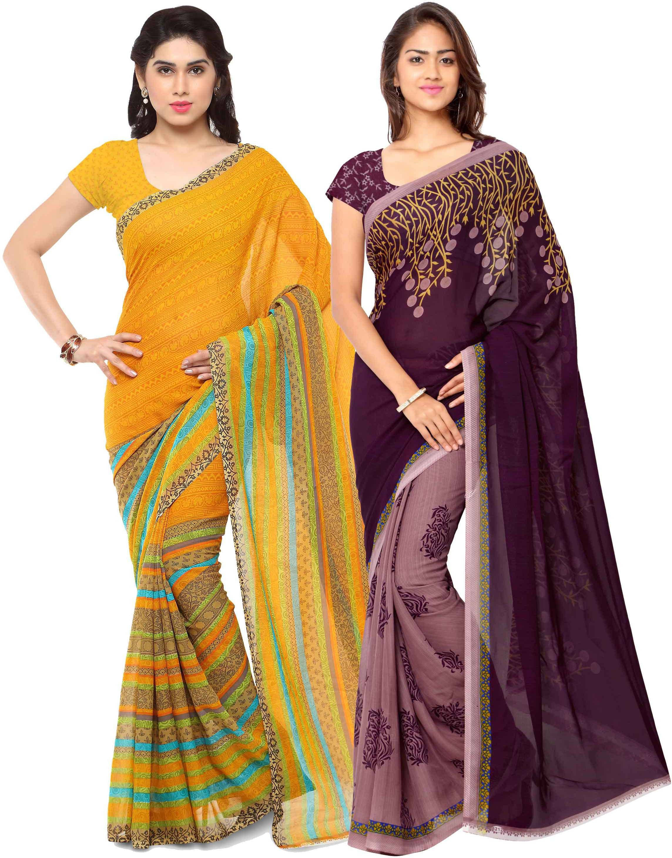 ANAND SAREES Georgette Printed Saree With Unstitched Blouse Piece ( Multicolor ) ANAND SAREES Georgette Printed Saree With Unstitched Blouse Piece ( Multicolor )