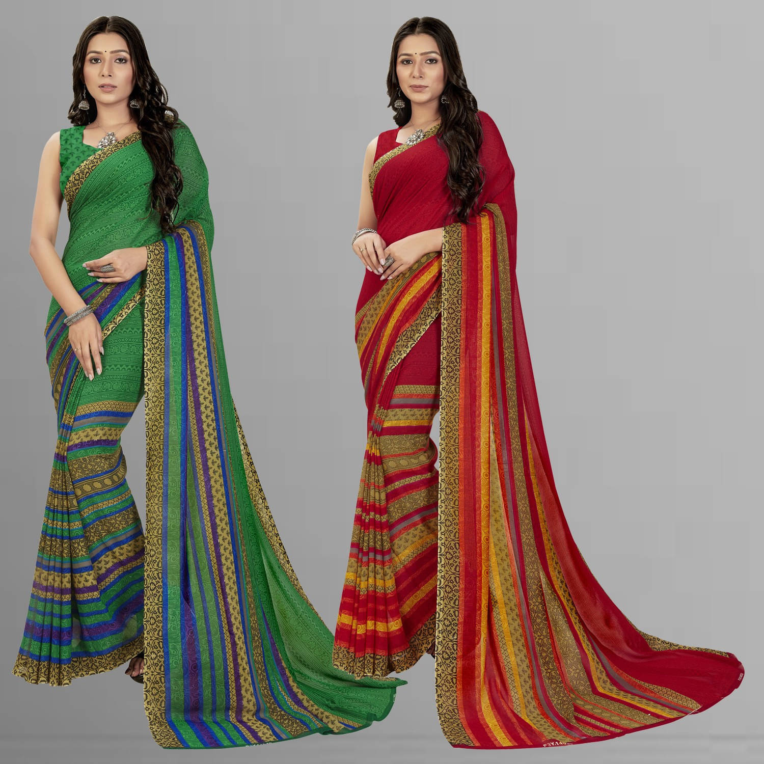     			ANAND SAREES Georgette Printed Saree With Unstitched Blouse Piece ( Red )