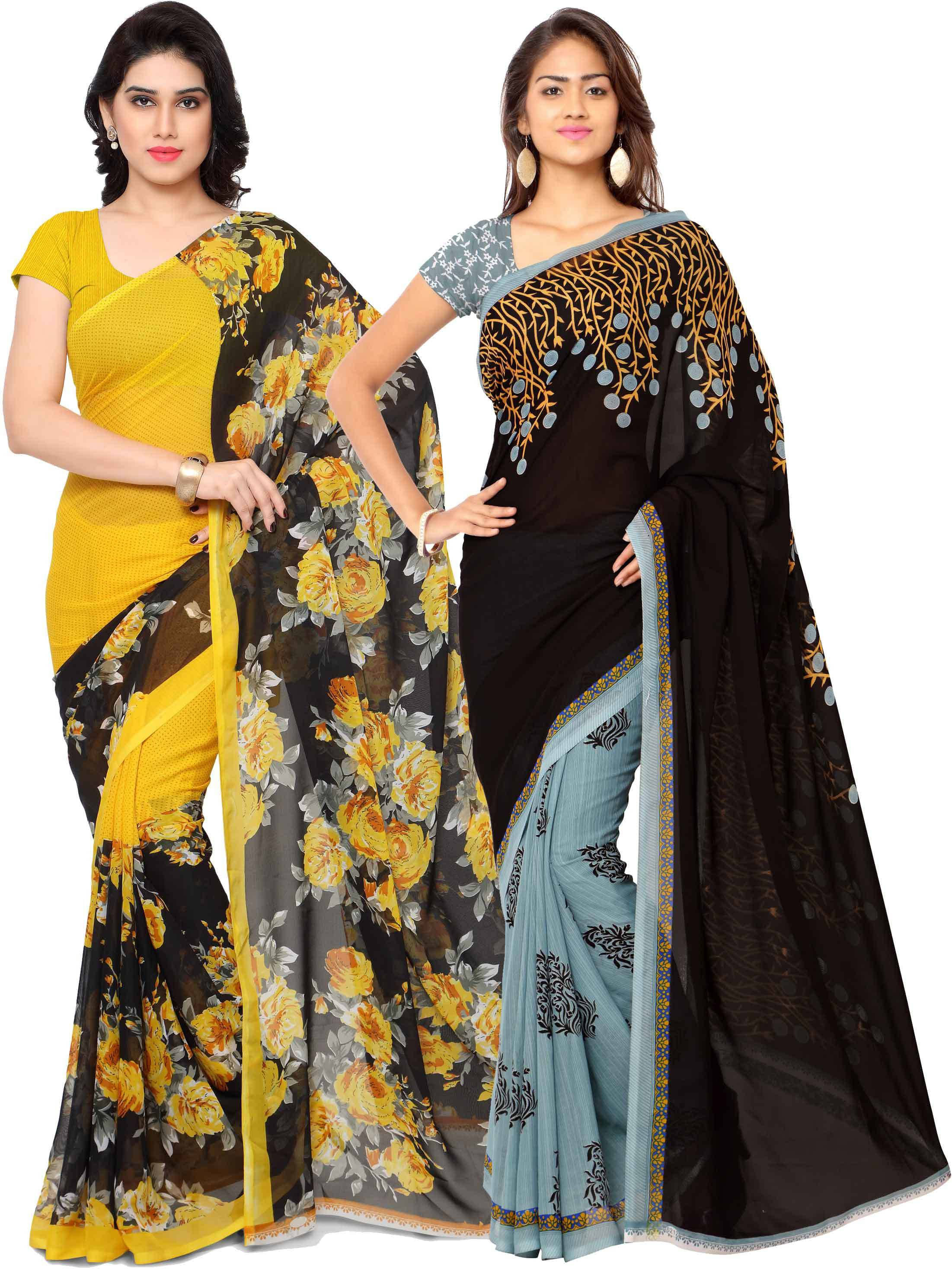     			ANAND SAREES Georgette Printed Saree With Unstitched Blouse Piece ( Multicolor )