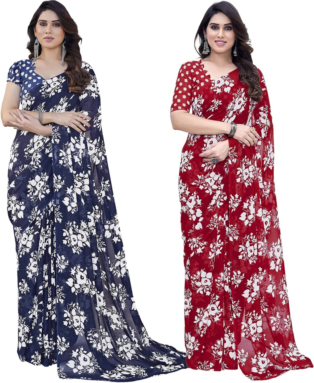 ANAND SAREES Georgette Printed Saree With Unstitched Blouse Piece ( Multicolor ) ANAND SAREES Georgette Printed Saree With Unstitched Blouse Piece ( Multicolor )