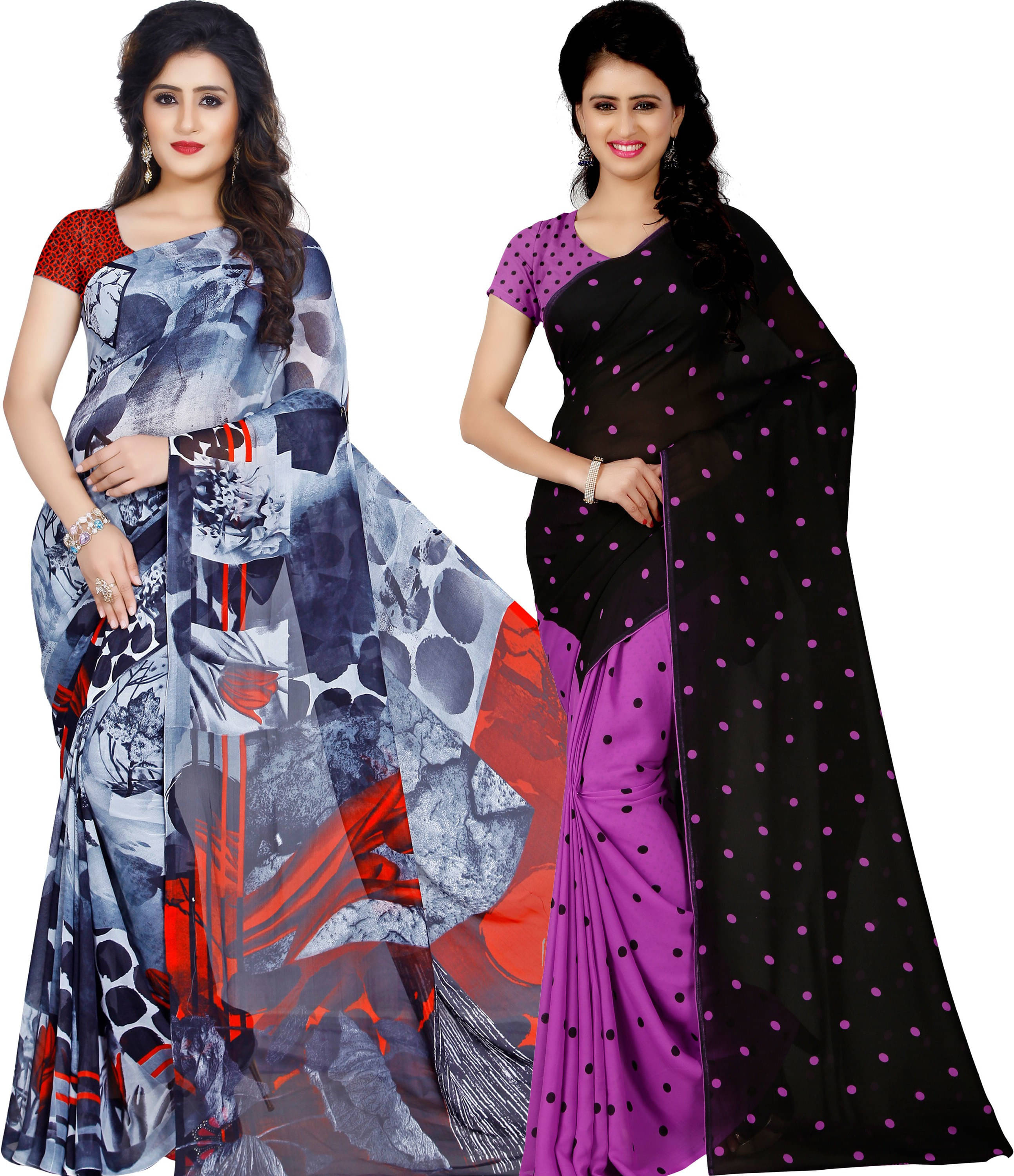 ANAND SAREES Georgette Printed Saree With Unstitched Blouse Piece ( Multicolor ) ANAND SAREES Georgette Printed Saree With Unstitched Blouse Piece ( Multicolor )