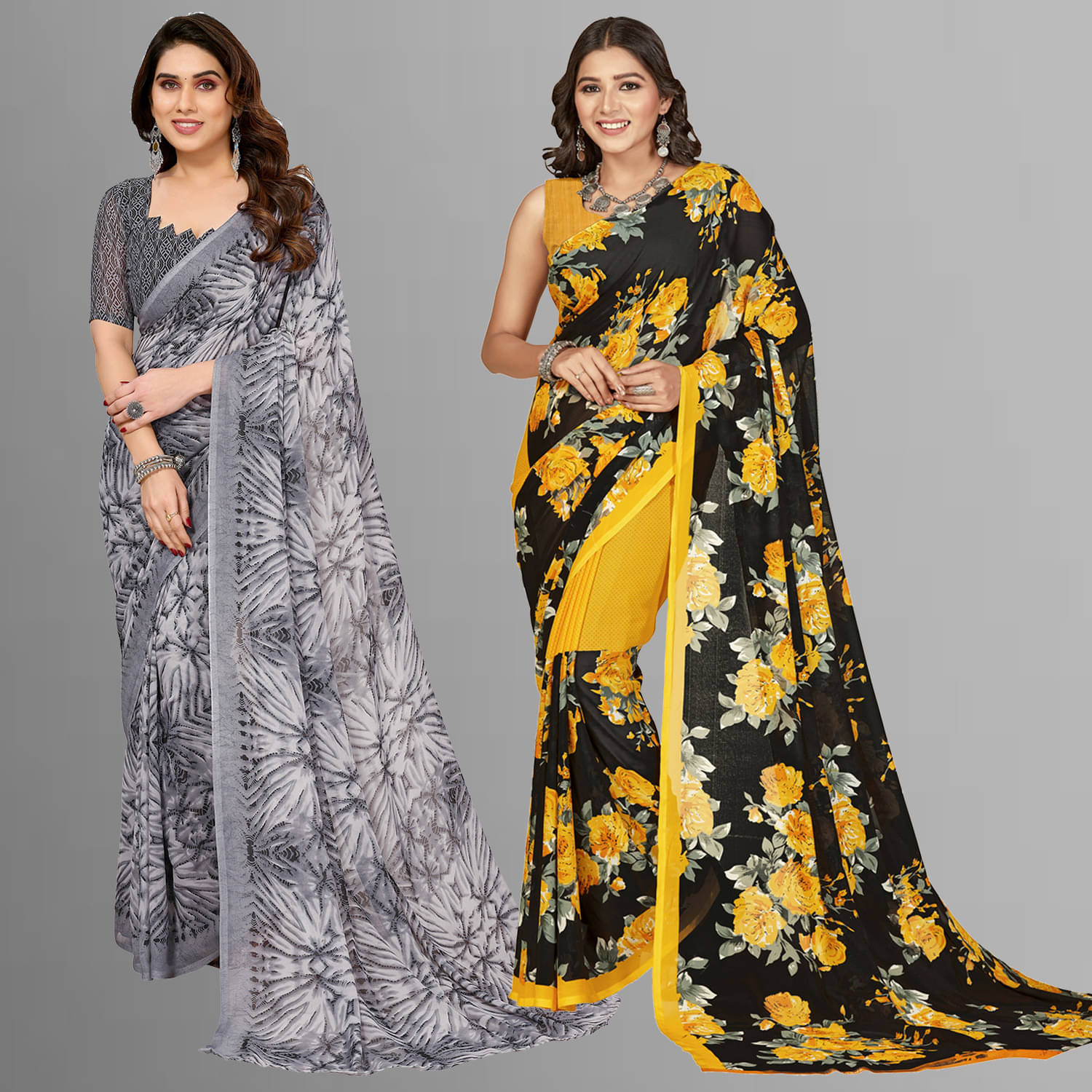     			ANAND SAREES Georgette Printed Saree With Unstitched Blouse Piece ( Multicolor )