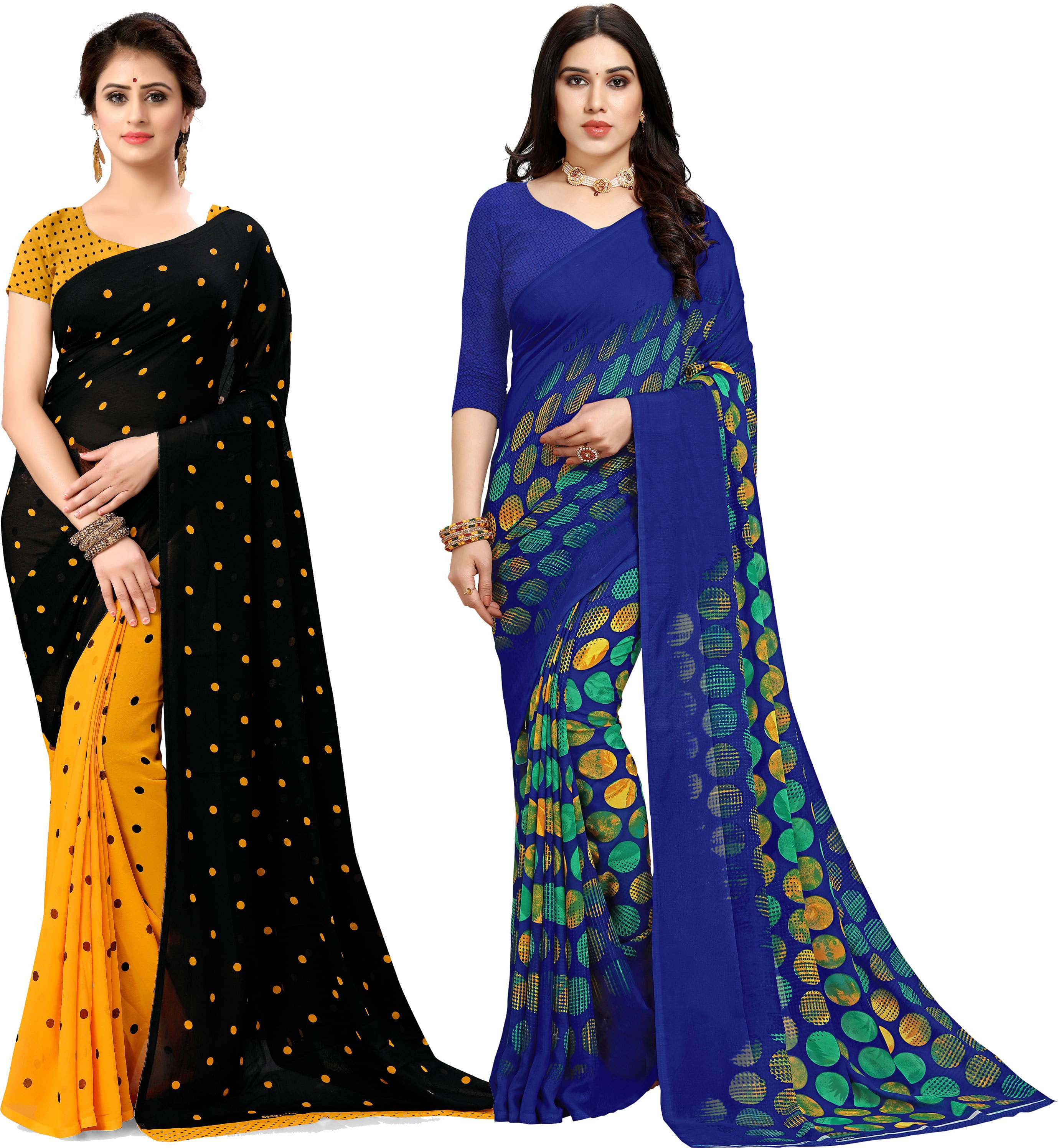     			ANAND SAREES Georgette Printed Saree With Unstitched Blouse Piece ( Multicolor )
