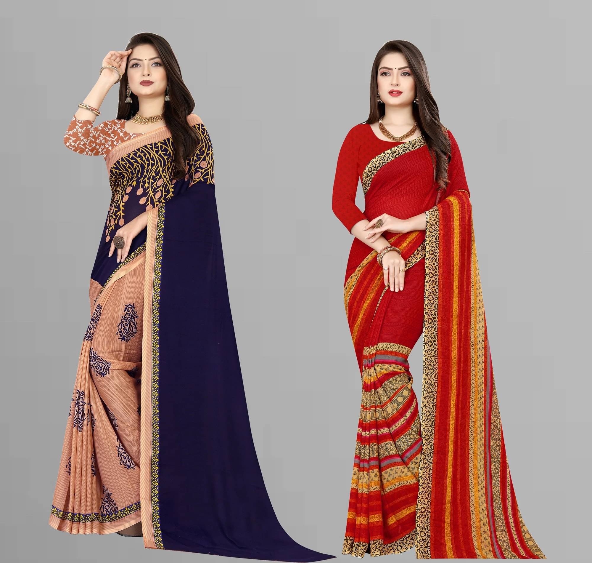 ANAND SAREES Georgette Printed Saree With Unstitched Blouse Piece ( Multicolor )     			ANAND SAREES Georgette Printed Saree With Unstitched Blouse Piece ( Multicolor )