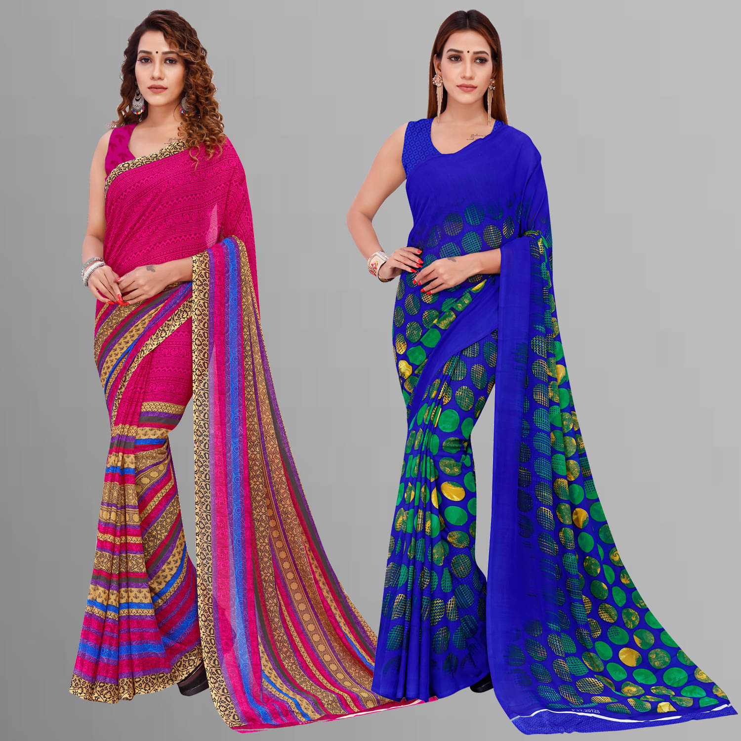     			ANAND SAREES Georgette Printed Saree With Unstitched Blouse Piece ( Multicolor )