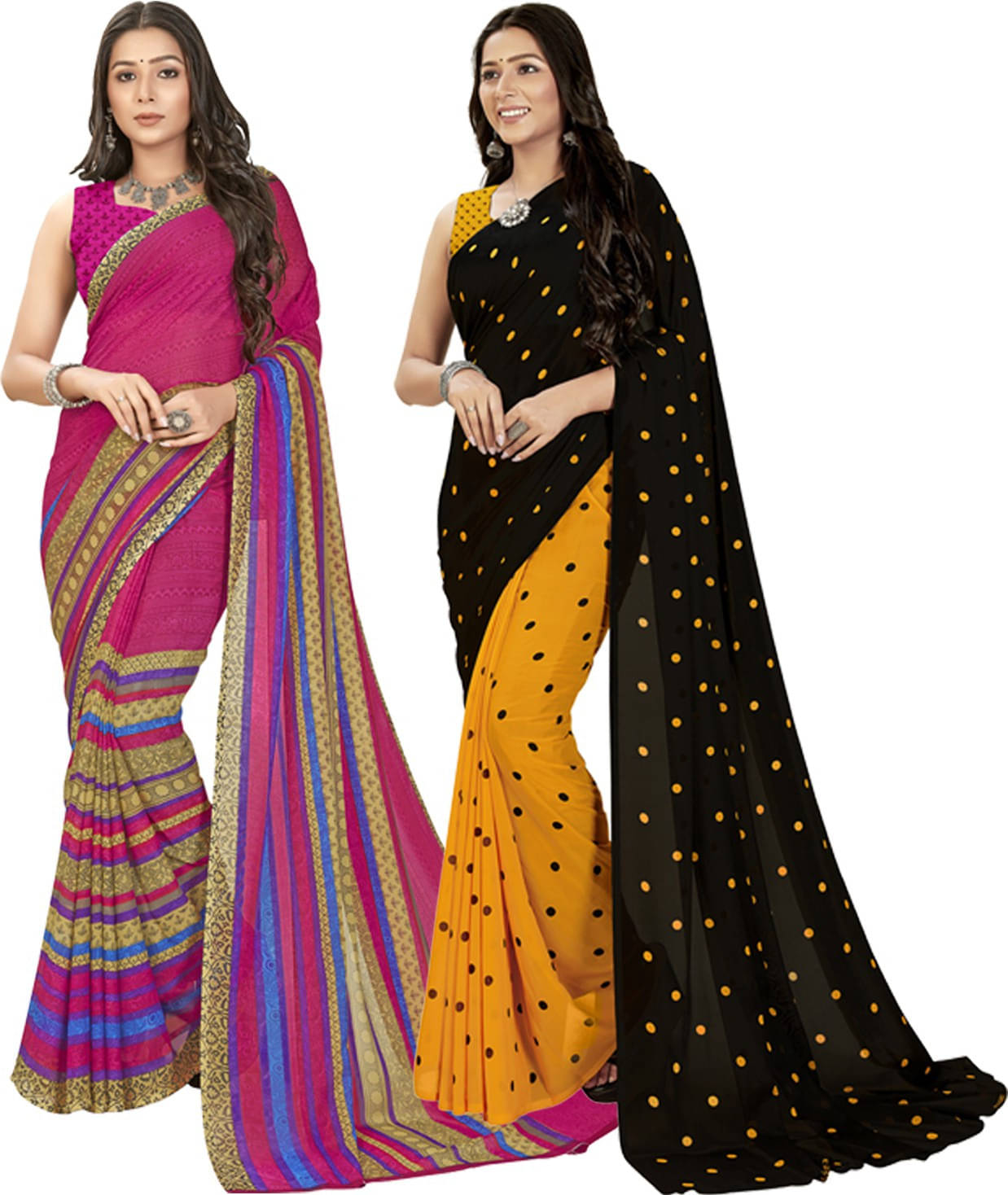     			ANAND SAREES Georgette Printed Saree With Unstitched Blouse Piece ( Multicolor )