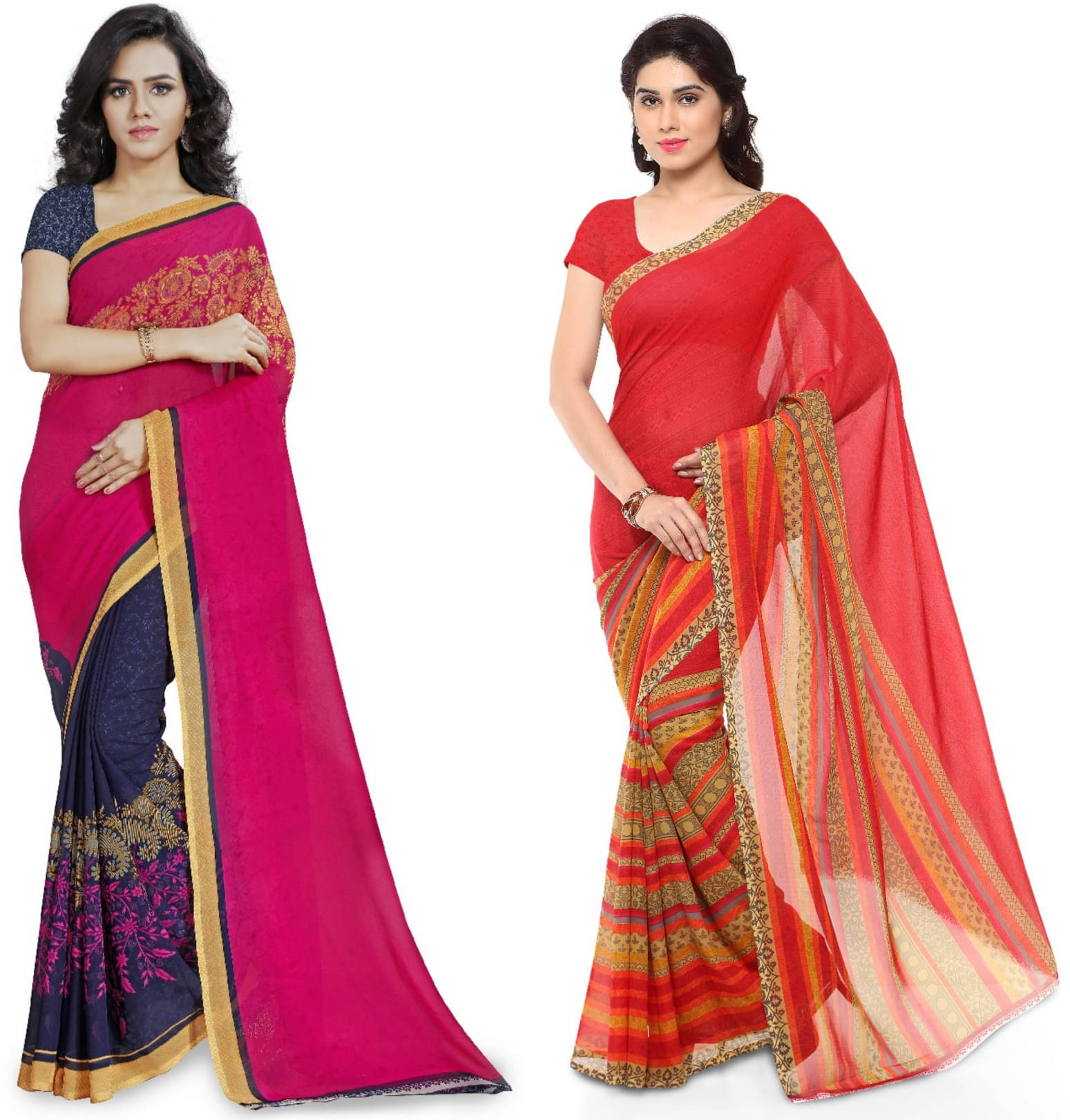     			ANAND SAREES Georgette Printed Saree With Unstitched Blouse Piece ( Multicolor )