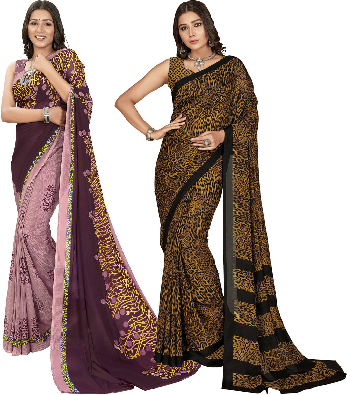     			ANAND SAREES Georgette Printed Saree With Unstitched Blouse Piece ( Multicolor )