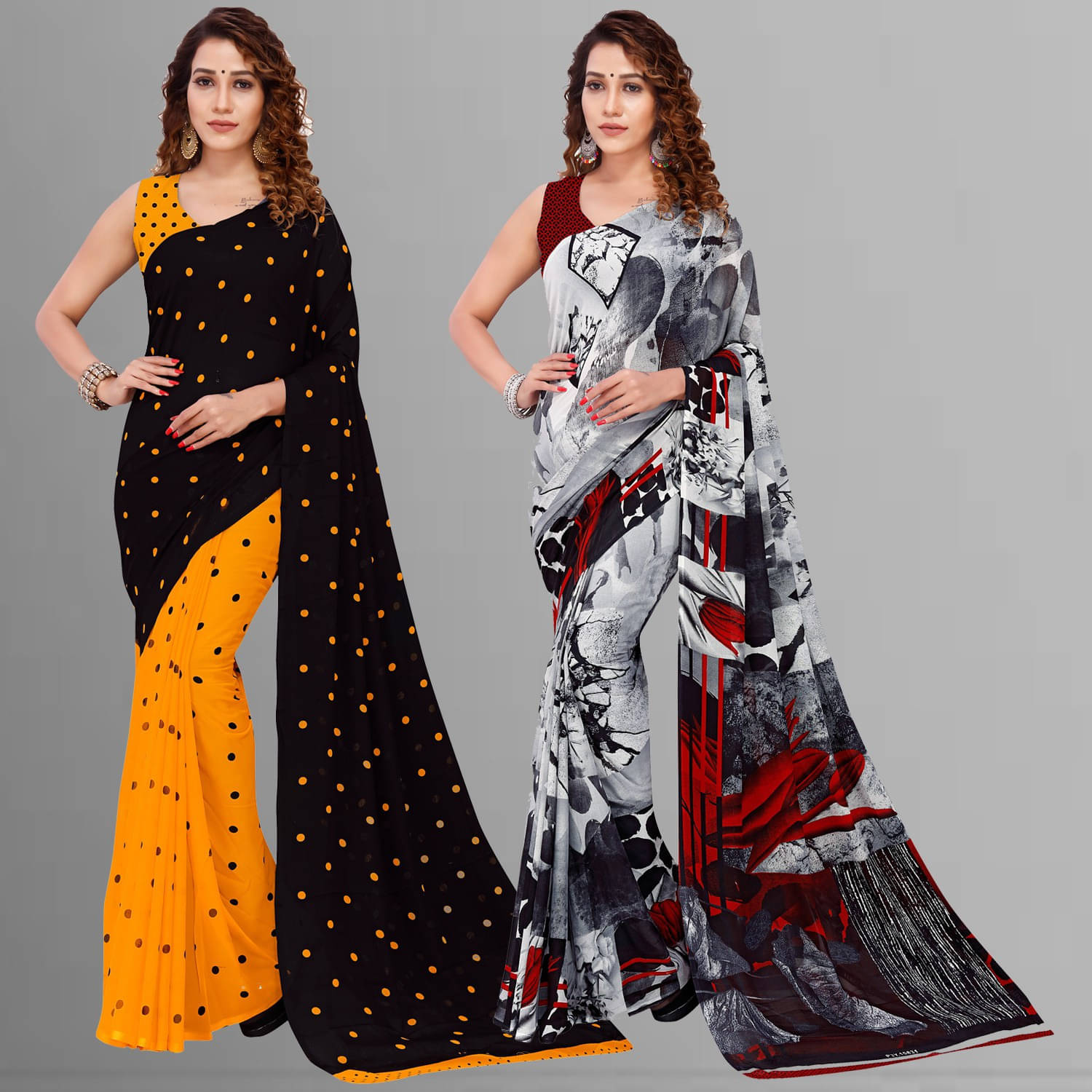 ANAND SAREES Georgette Printed Saree With Unstitched Blouse Piece ( Multicolor ) ANAND SAREES Georgette Printed Saree With Unstitched Blouse Piece ( Multicolor )