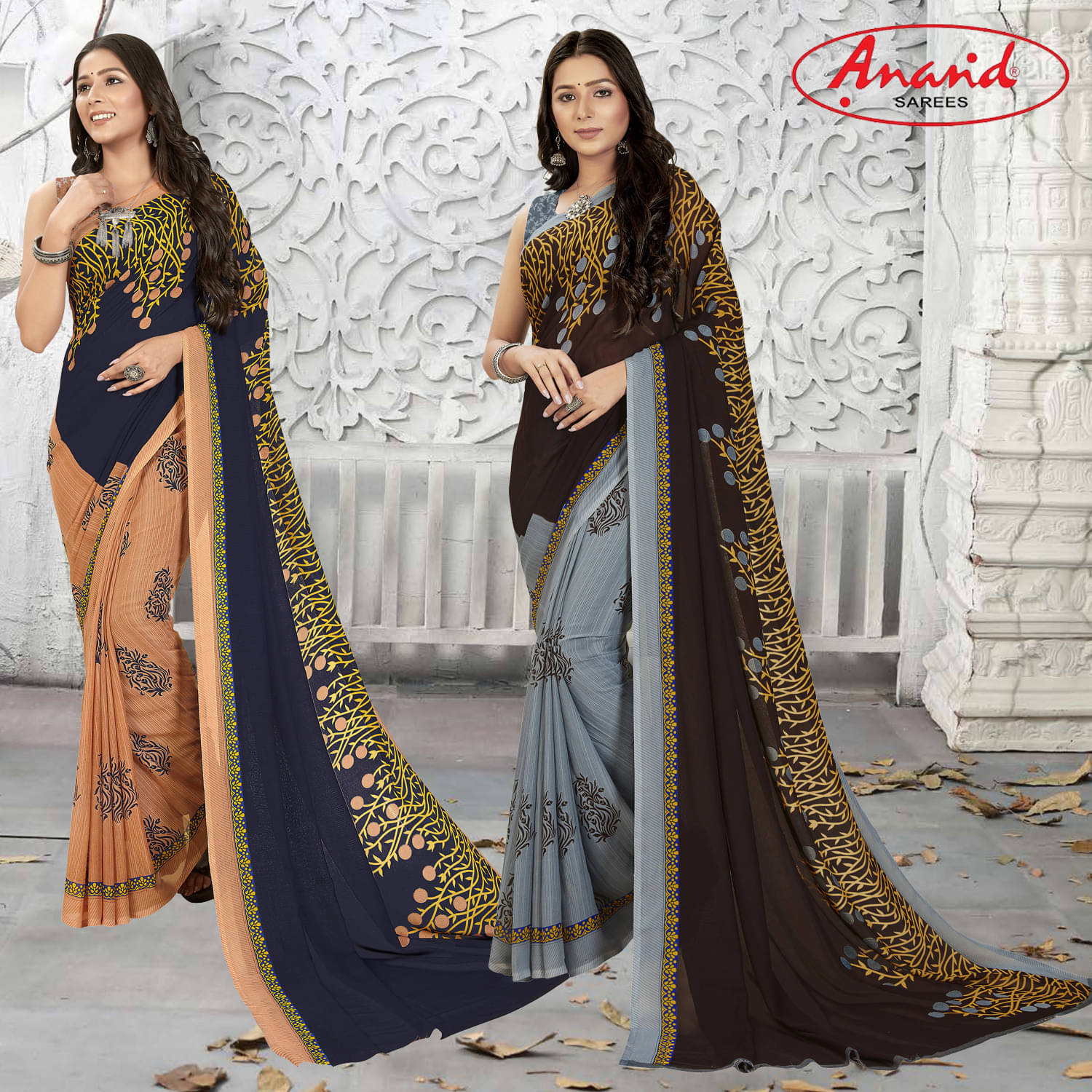 ANAND SAREES Georgette Printed Saree With Unstitched Blouse Piece ( Multicolor ) ANAND SAREES Georgette Printed Saree With Unstitched Blouse Piece ( Multicolor )