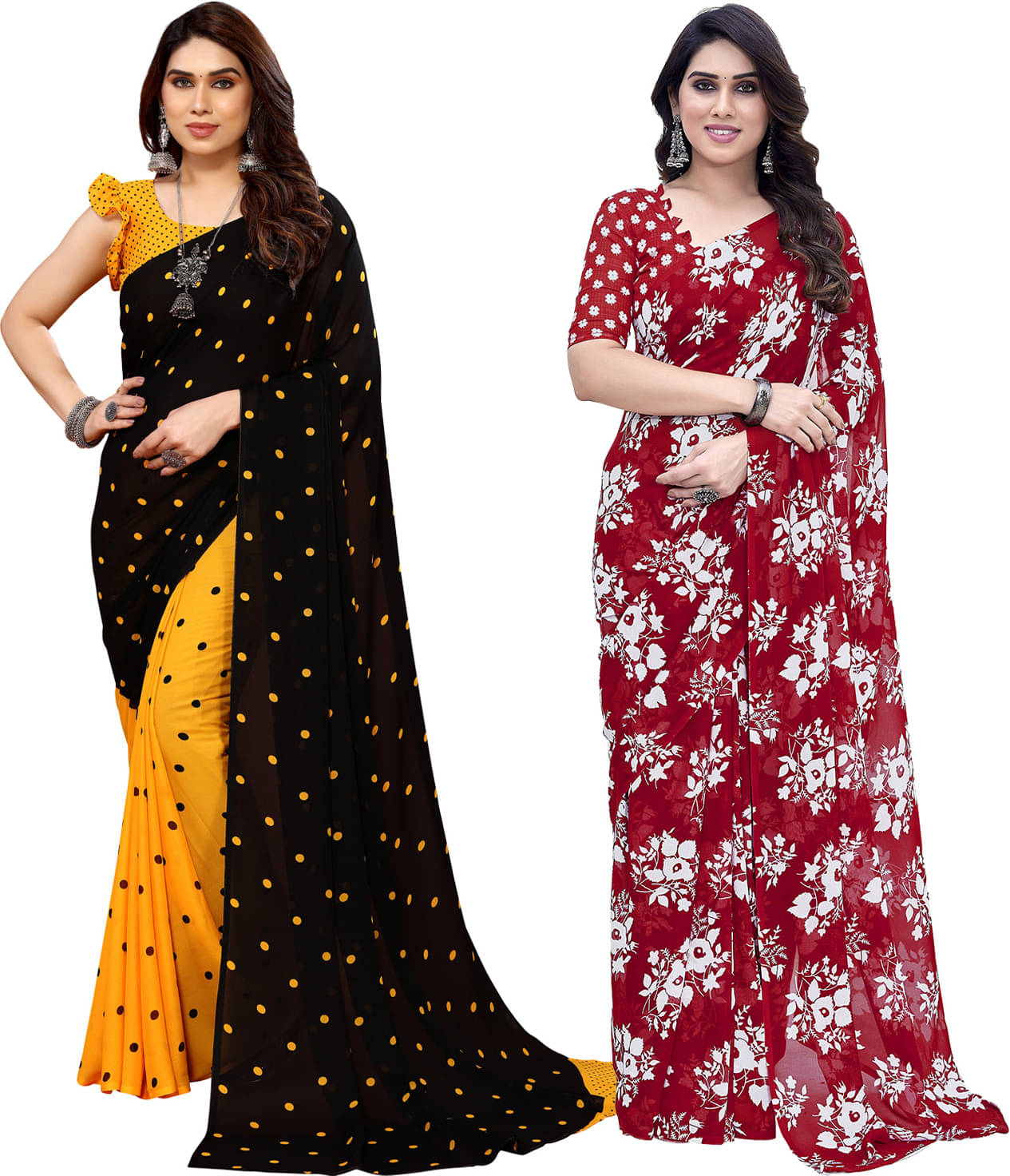     			ANAND SAREES Georgette Printed Saree With Unstitched Blouse Piece ( Multicolor )