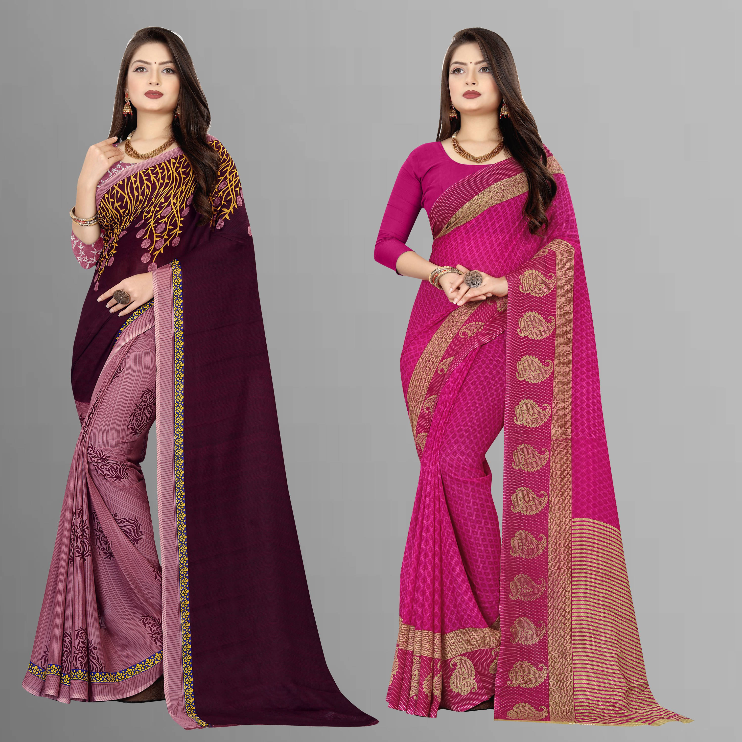 ANAND SAREES Georgette Printed Saree With Unstitched Blouse Piece ( Multicolor ) ANAND SAREES Georgette Printed Saree With Unstitched Blouse Piece ( Multicolor )